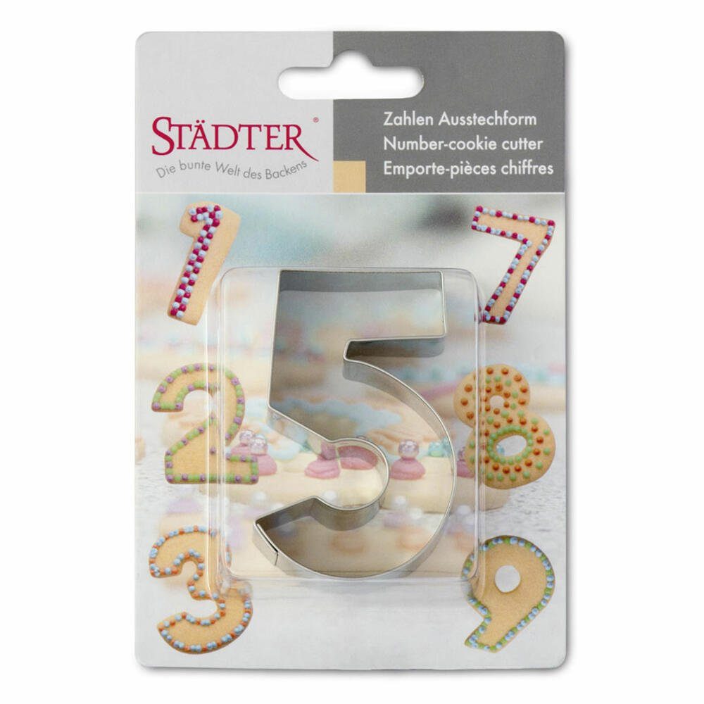 STÄDTER Ausstechform Zahl 5, Edelstahl