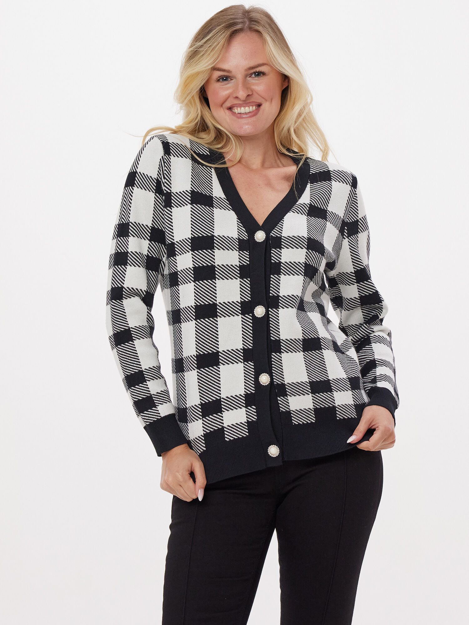 Edwina Eidtmann Strickjacke Cardigan in Karo-Muster