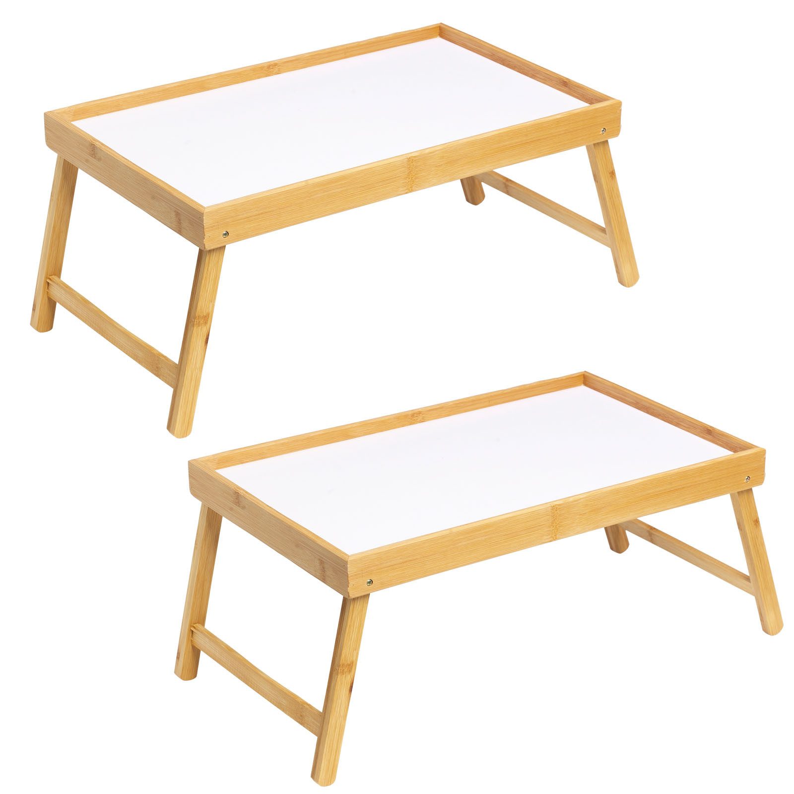 HAC24 Tabletttisch Betttablett Serviertablett fürs Frühstücks Frühstückstablett (2-St), Mit Klappbaren Beinen, 50 x 30 x 22 cm