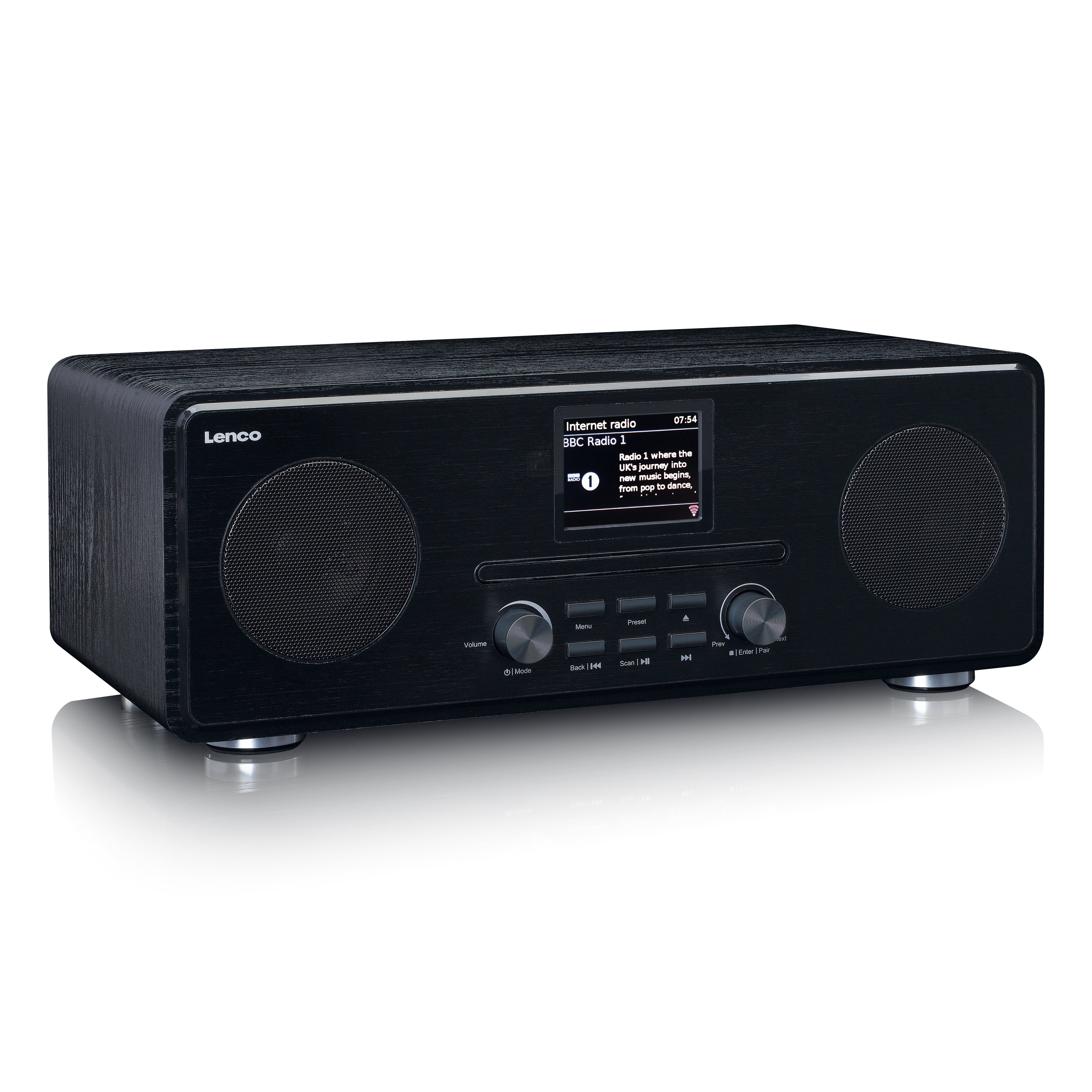 Lenco DIR-261BK Digitalradio (DAB) (DAB,DAB+,FM,Internet, 20 W, Internetradio mit 2x10 Watt RMS Lautsprecher, CD/MP3 und Farbdisplay)