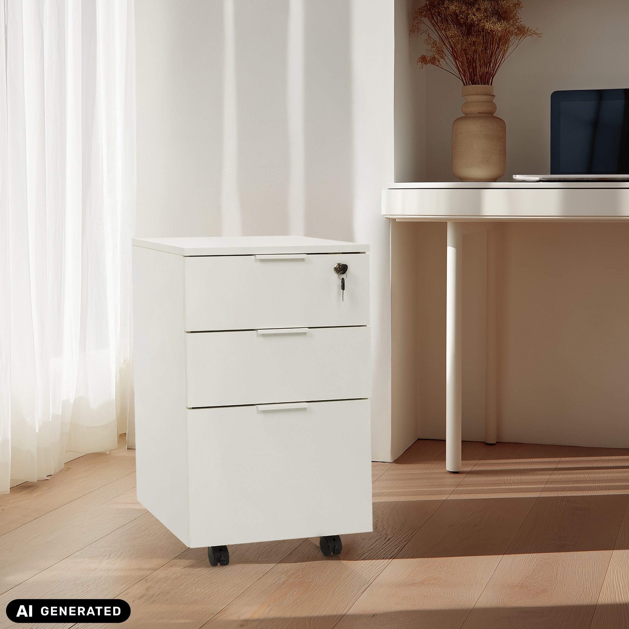 hjh OFFICE Rollcontainer DAVIK Bürowagen H/B/T: 66.0 x 41.5 x 40.0 cm, Aktenschrank Schreibtisch mit Schubladen, Büro Kommode mit Rollen