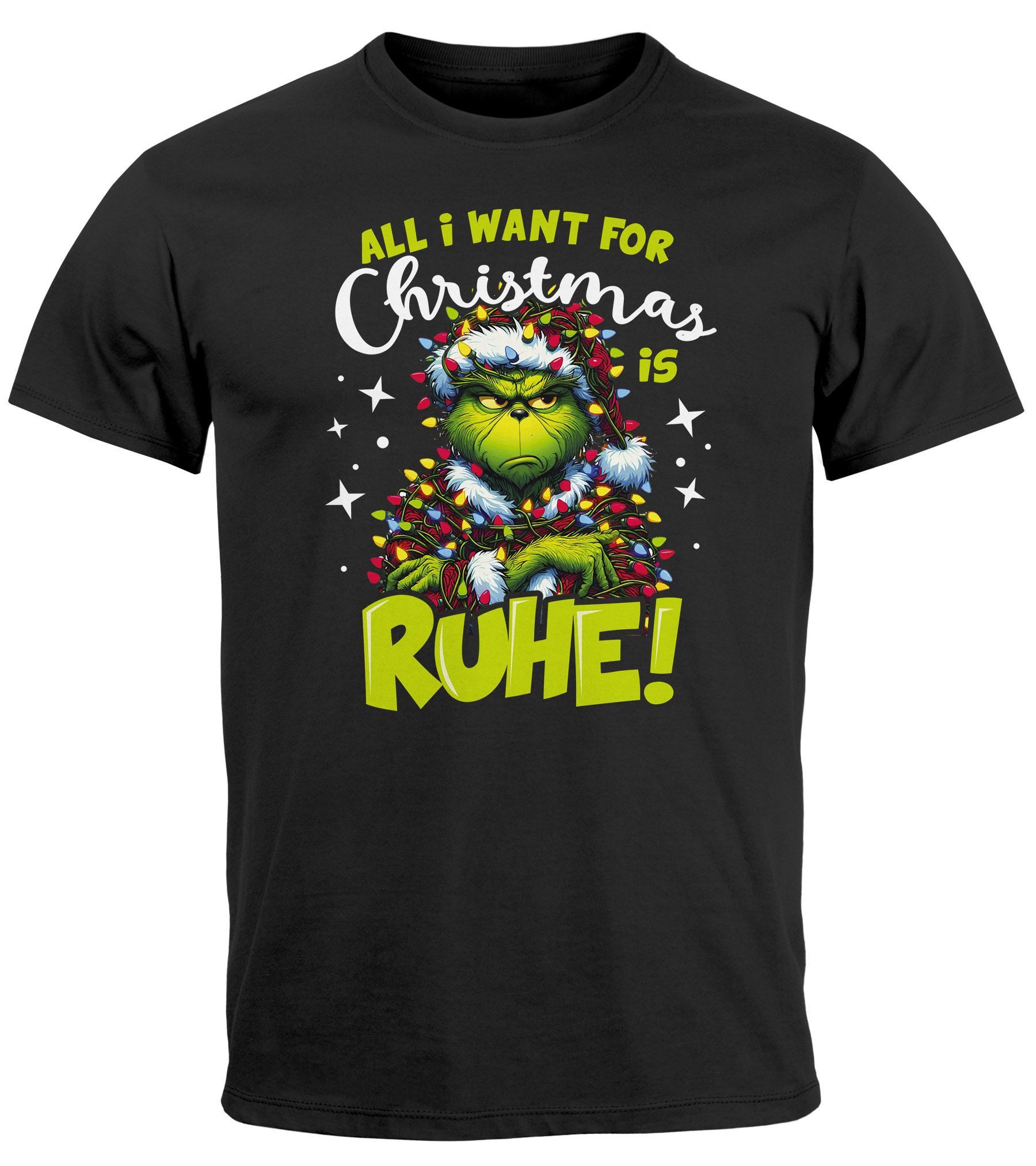 Print-Shirt Herren T-Shirt Weihnachten Ruhe Weihnachtsshirt Grinch