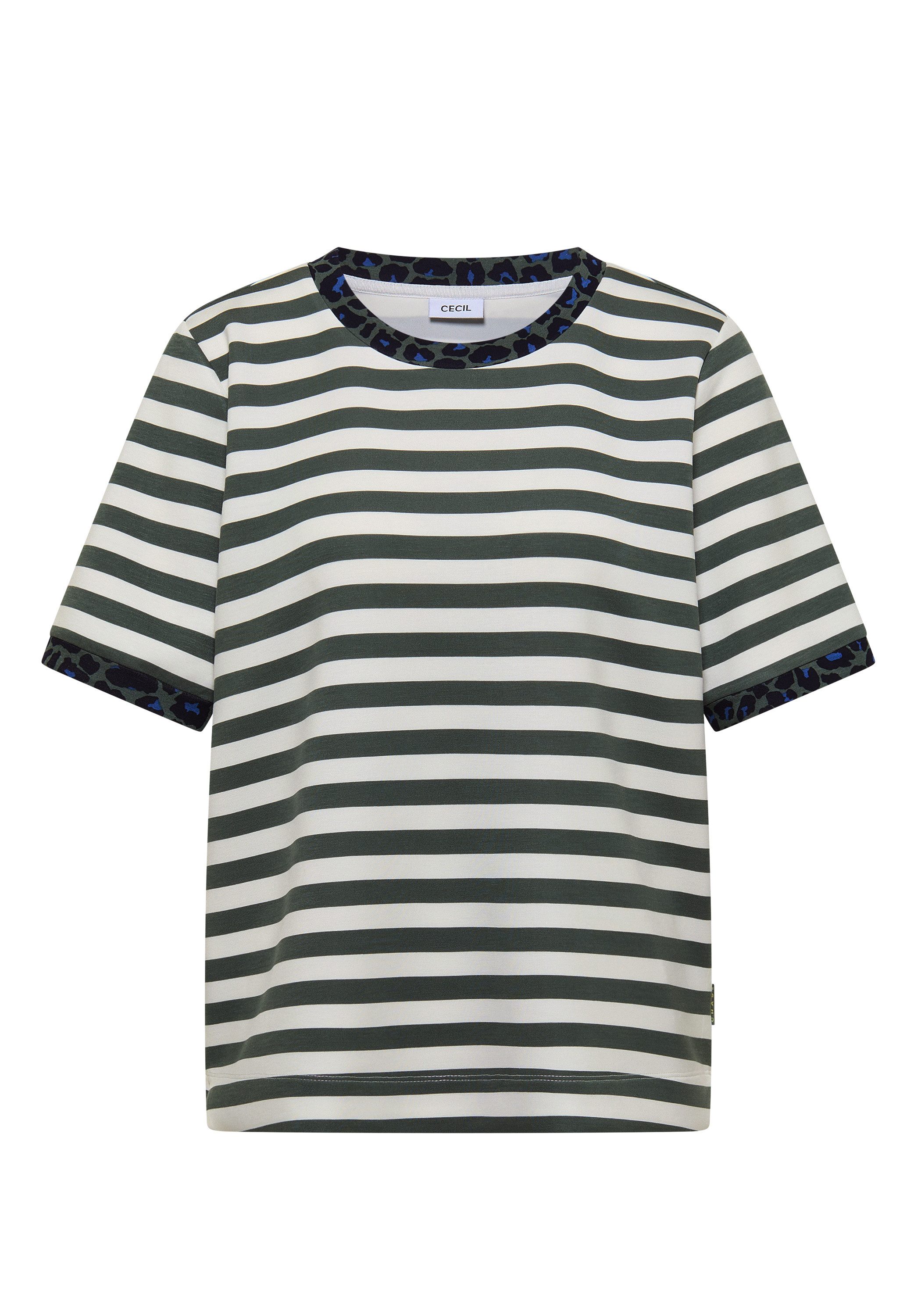 CECIL T-Shirt mit Animal-Print Details, Softer Viskosemix, Rundhals