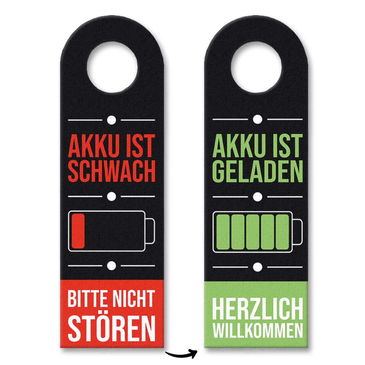Dekohänger Akku ist schwach oder geladen Türhänger mit Ladebalkenanzeige
