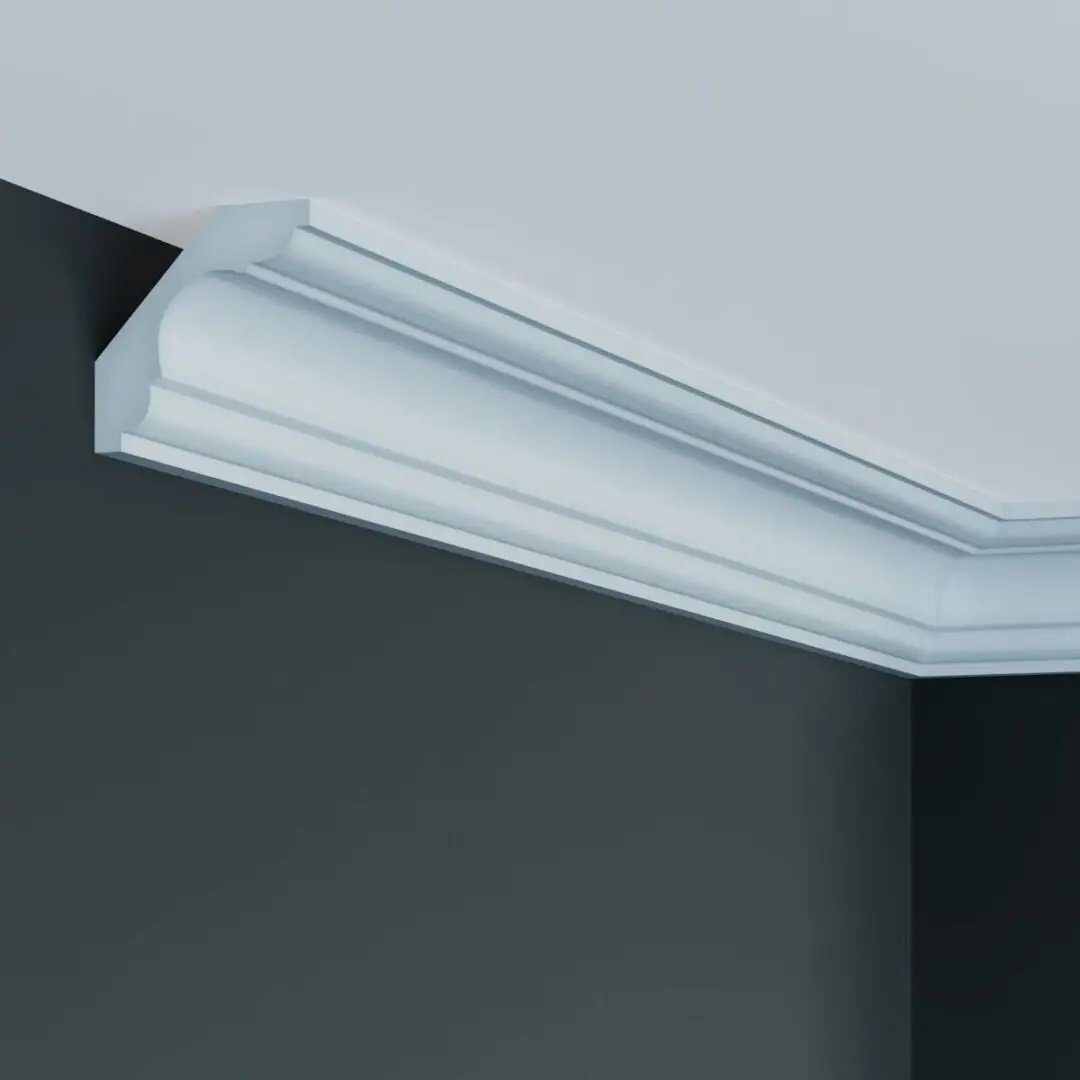 PROVISTON Stuckleiste Polyurethan, 59 x 59 x 2000 mm, Weiß, Deckenleiste, Kleben, Polyurethan, 1-St.