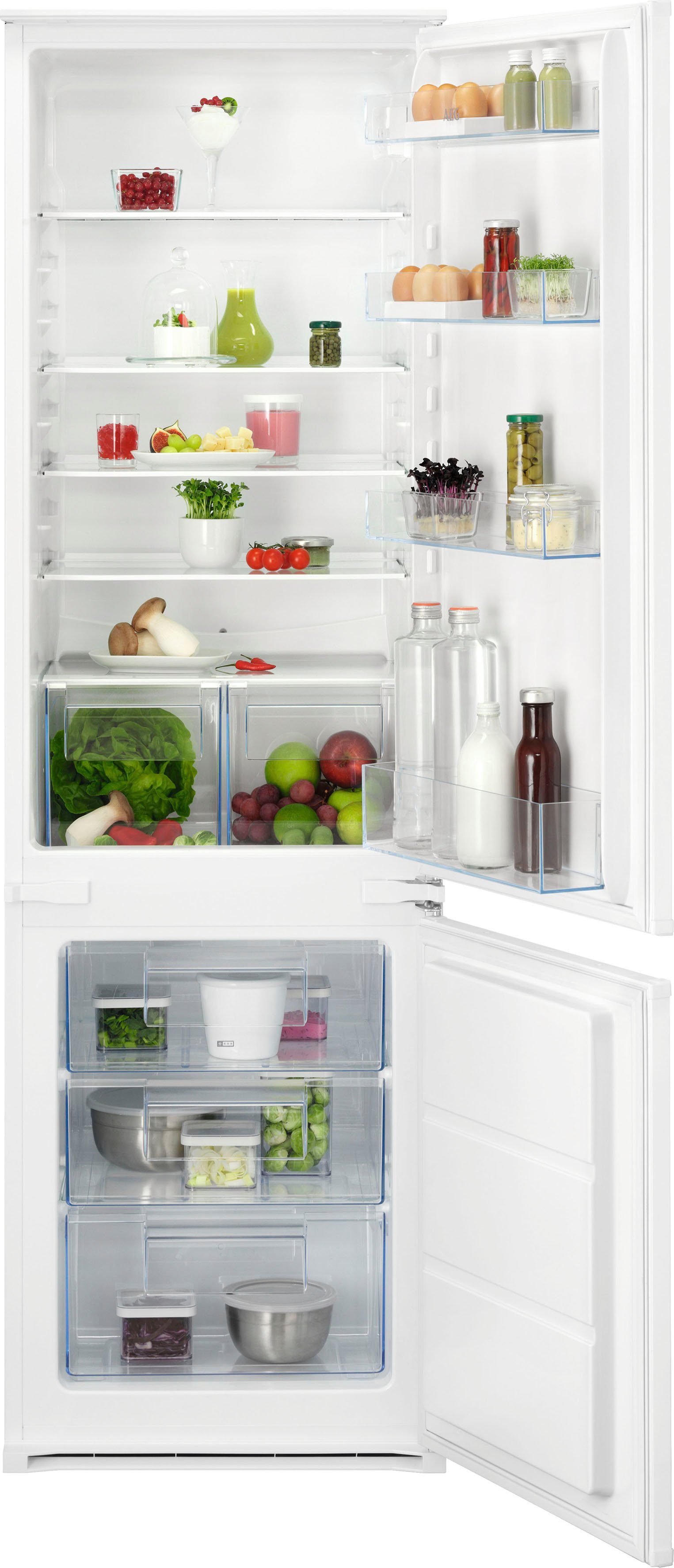 AEG Einbaukühlgefrierkombination Serie 5000 OSC5S183ES, 177,2 cm hoch, 54,6 cm breit, 198 Liter, ColdSense - Schützt Lebensmittel, LED-Display, Schlepptür