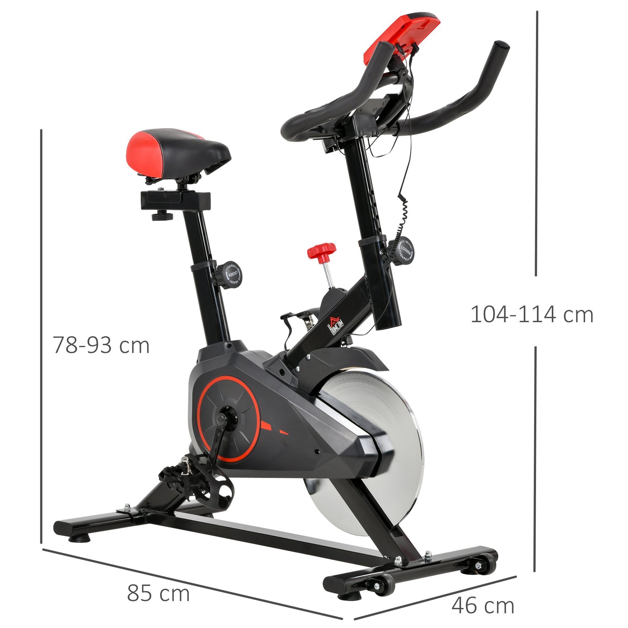 HOMCOM Heimtrainer Indoor Cycling Bike Trainer Home Gym Fahrradtrainer (1-tlg., Fitnessfahrrad), 85L x 46B x 114H cm
