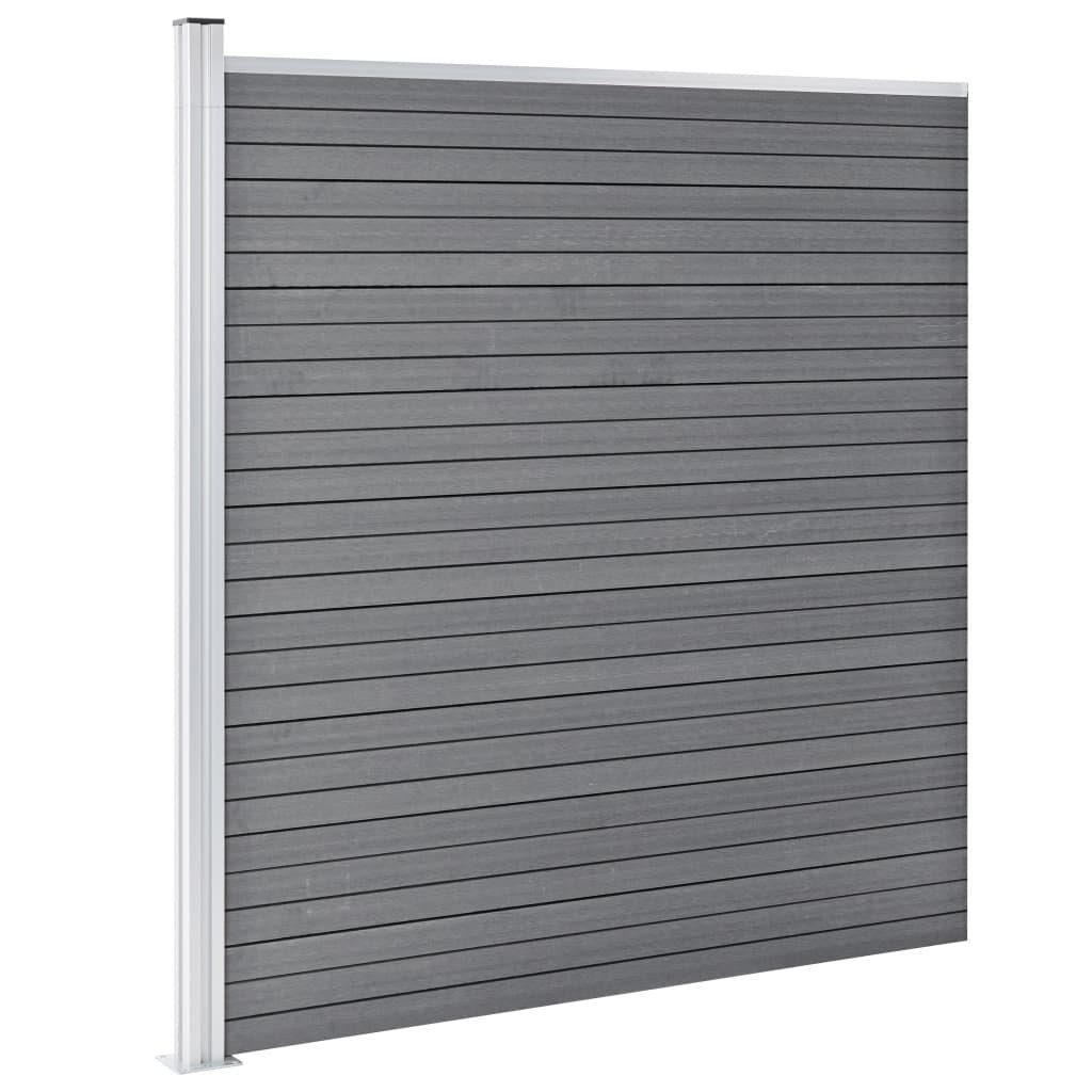 vidaXL Gartenzaun WPC Zaun-Set 2 Quadrate + 1 Schräge 446x186 cm Grau, (1-St)