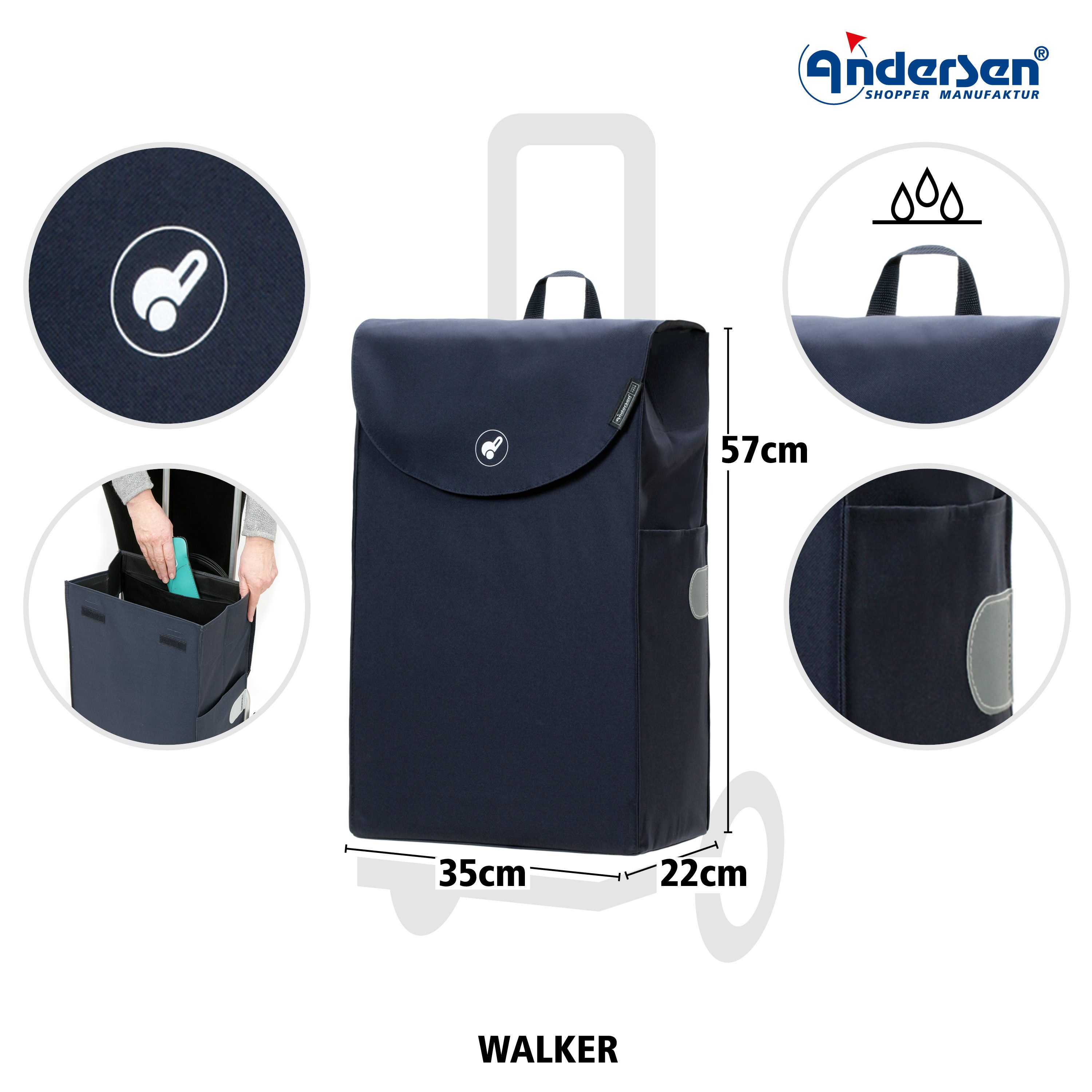 Andersen Einkaufstrolley Scala Shopper Walker blau, belastbar bis 40kg, wasserabweisend