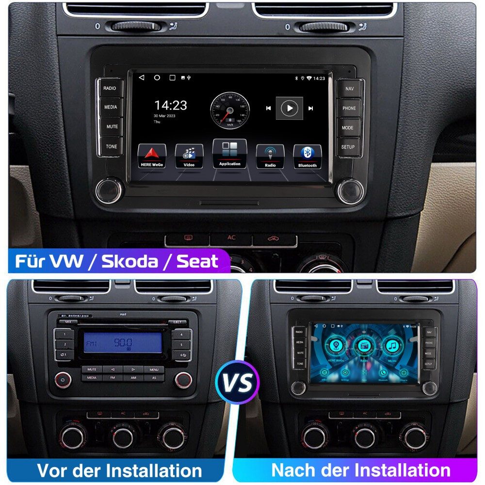 ESSGOO 7" Android 15 Für VW GOLF 5 6 Touran Polo Passat Caddy Seat Skoda EOS Autoradio (RDS, FM, DAB+ (optional), 2 DIN Carplay Android Auto Bluetooth EQ USB GP – Bild 4 von 5