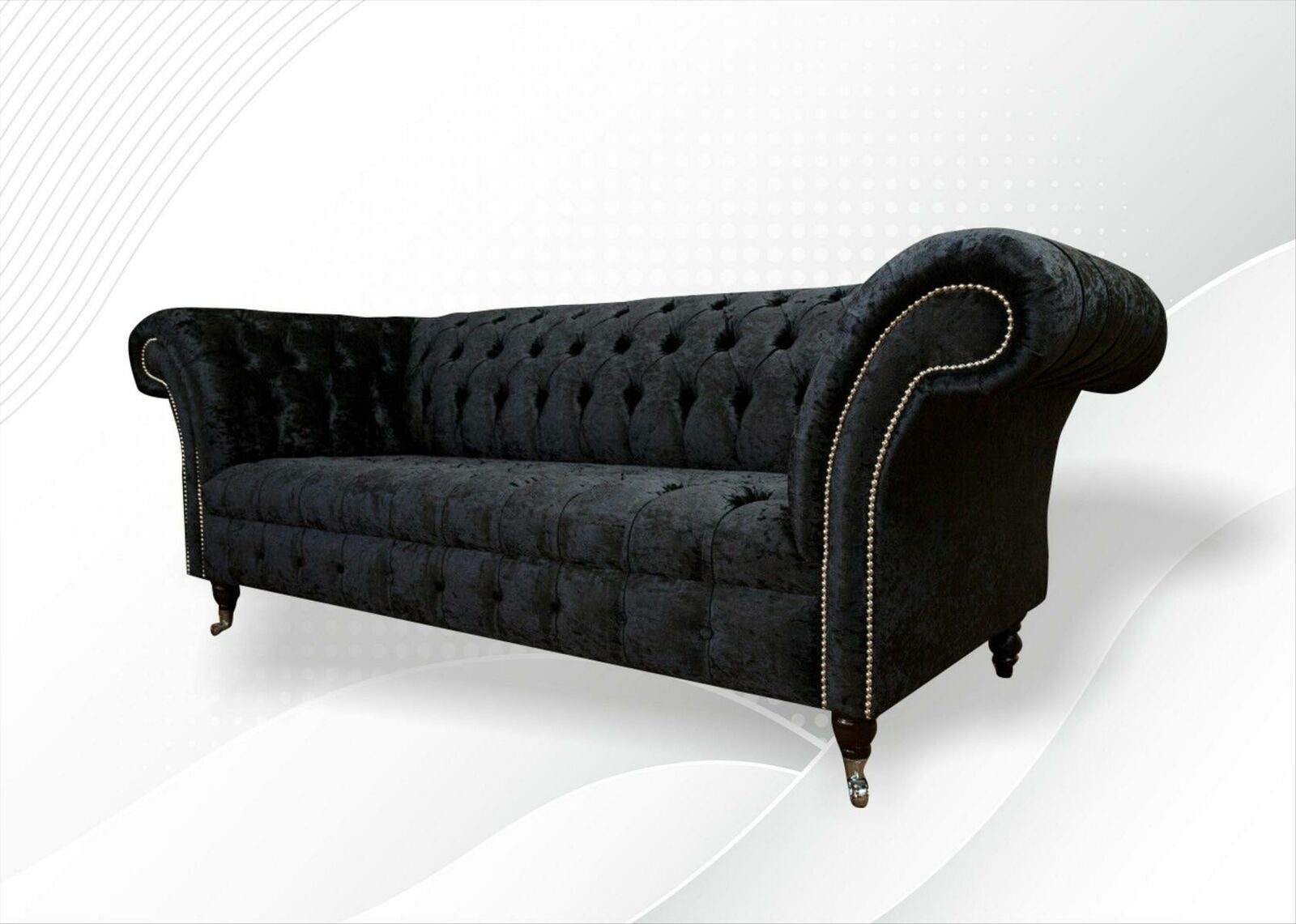 JVmoebel Chesterfield-Sofa Schwarzer 3-er Modern Couch Europe Neu, Dreisitzer Chesterfield Made in
