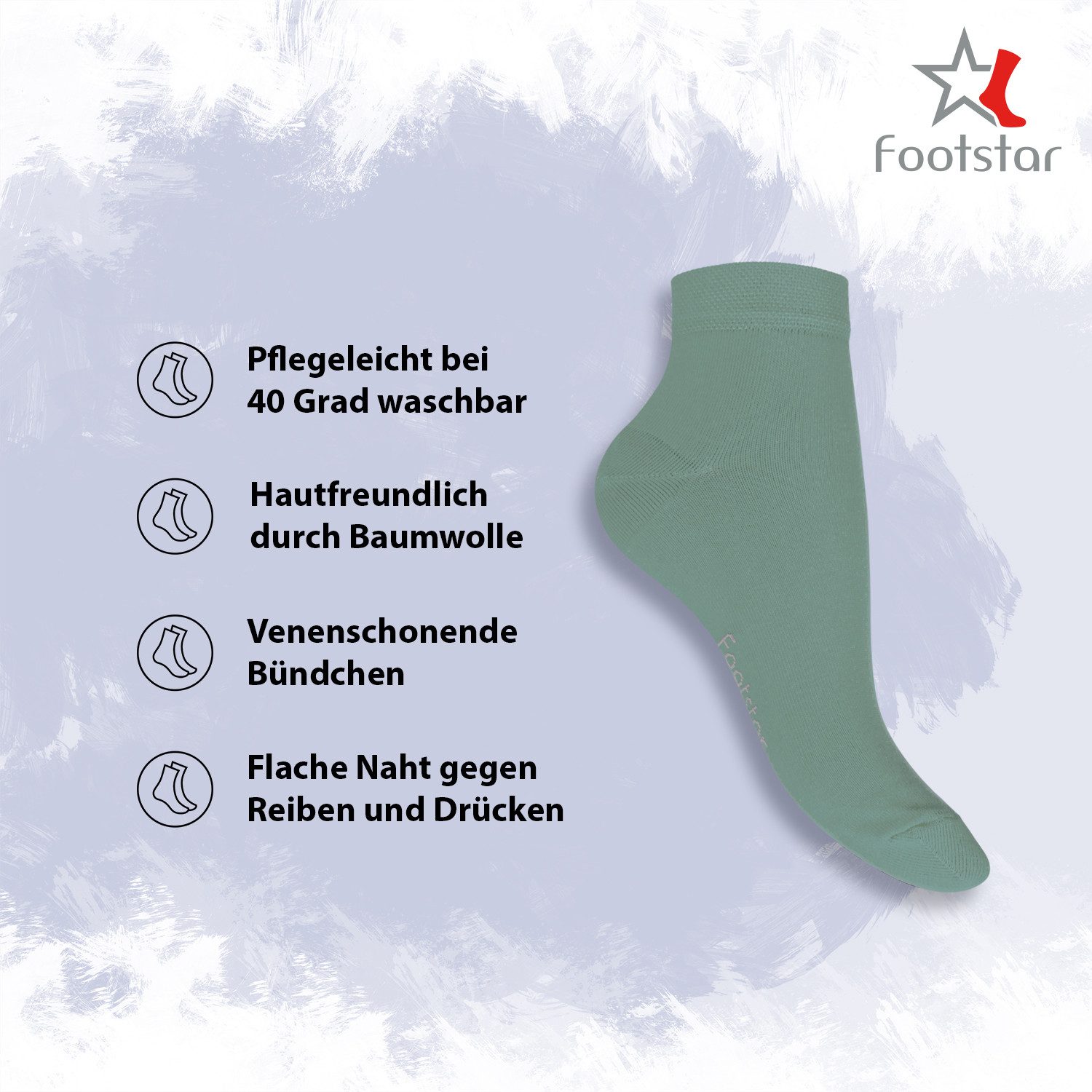 Footstar Kurzsocken EVERYDAY! 10 Paar Quarter Socken Kurzsocken Kurze Baumwoll Socken – Bild 2 von 3
