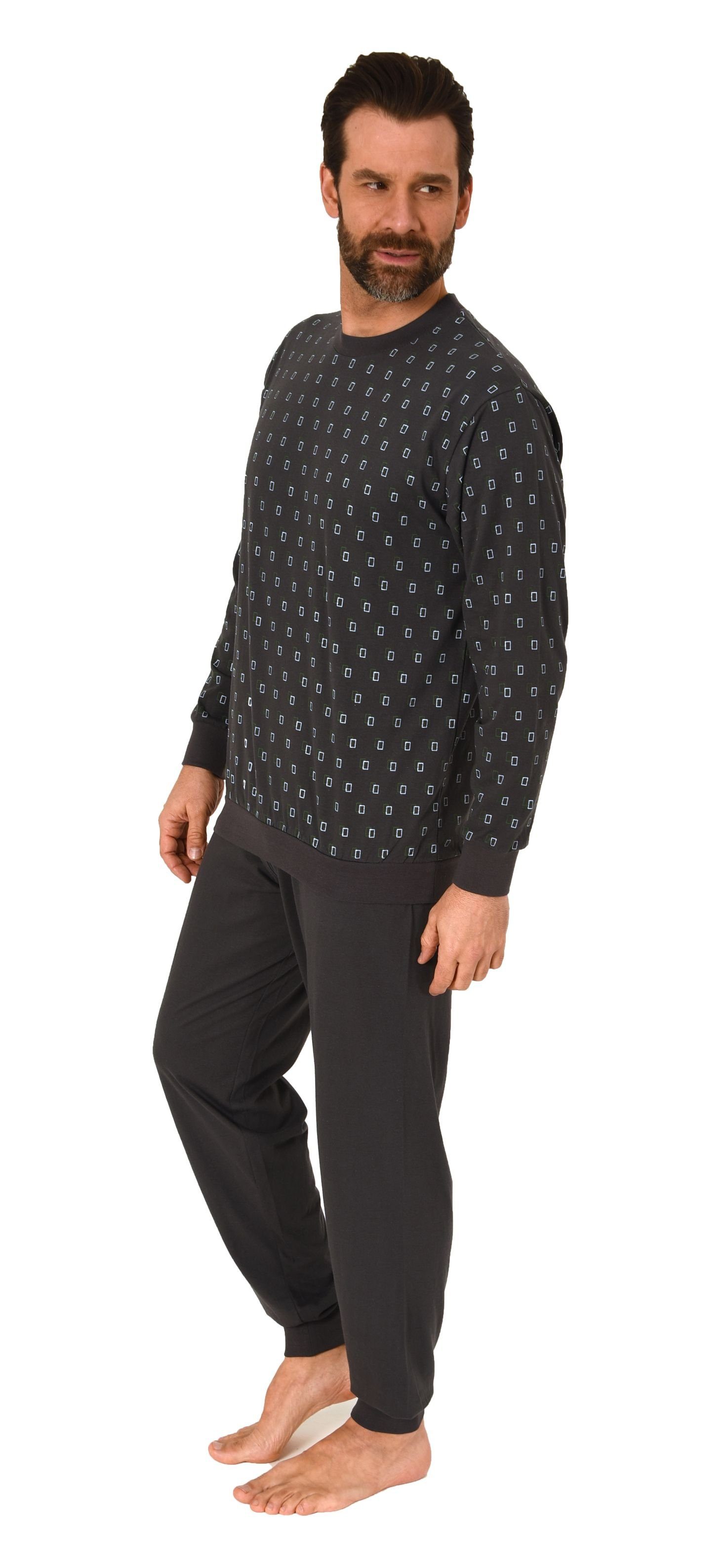 Normann Pyjama Herren Schlafanzug lang mit Bündchen in eleganter Minimalpri günstig online kaufen