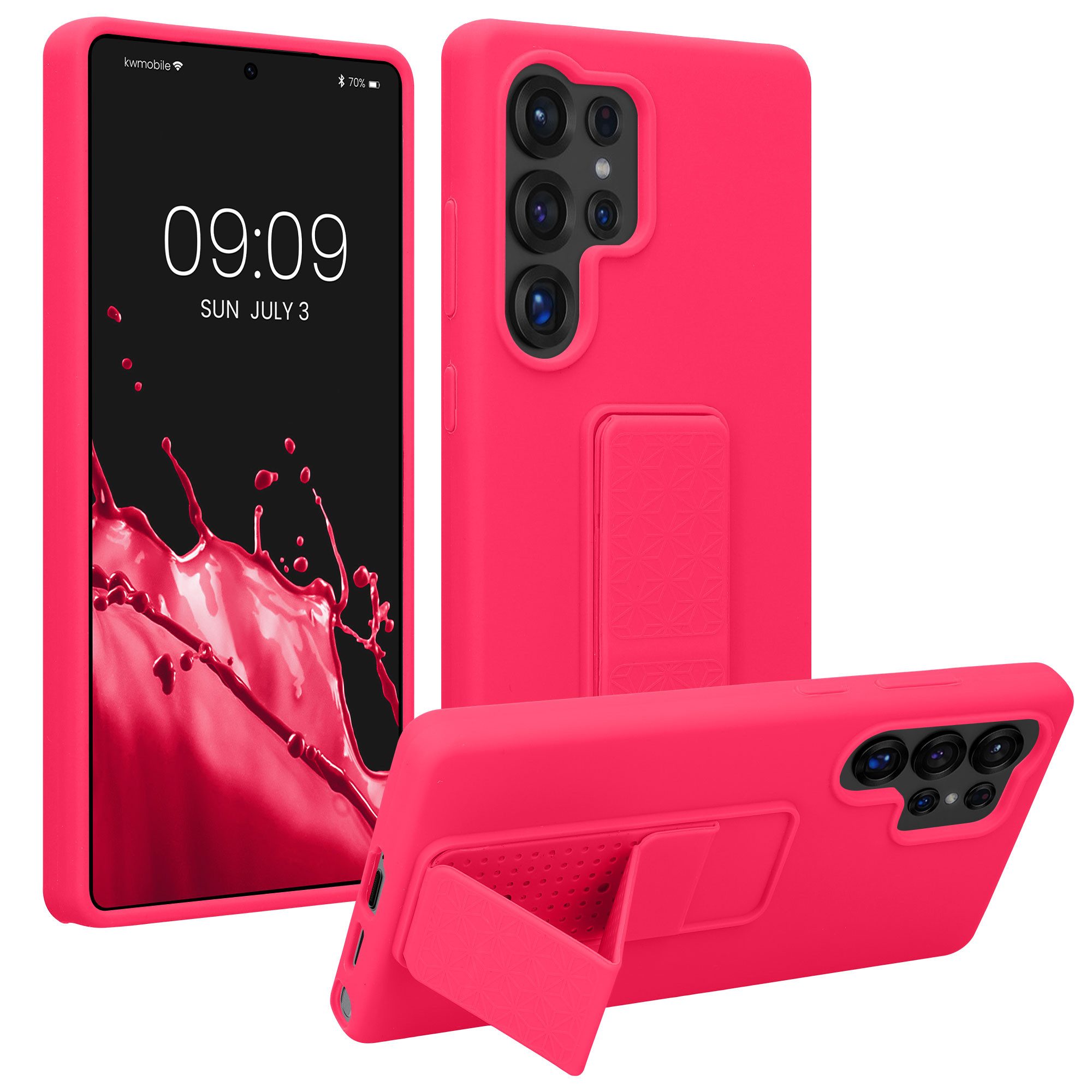 kwmobile Handyhülle kwmobile Handyhülle für Samsung Galaxy S25 Ultra, Hülle mit Fingerhalter und Standfunktion - Silikon Case Handy Cover