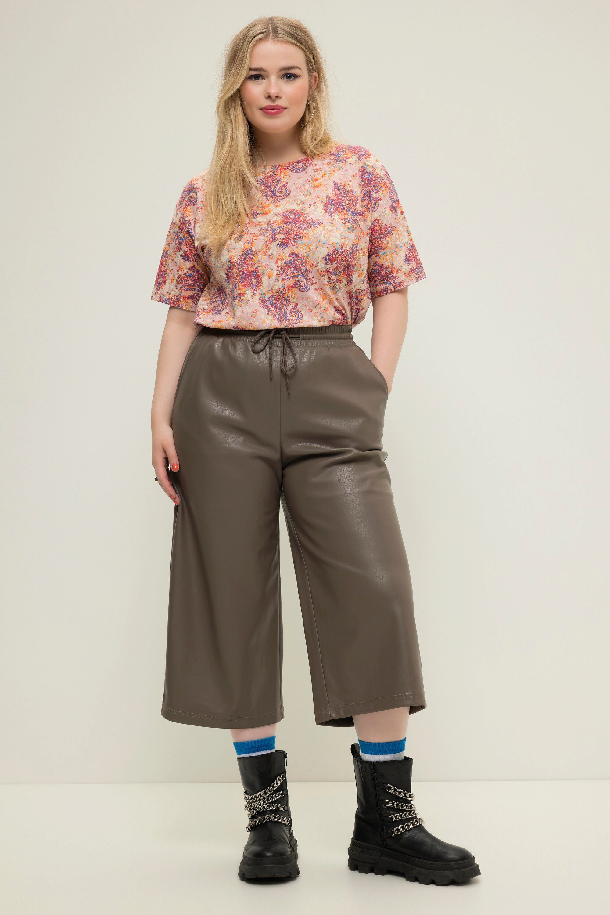 Culotte Culottes Wide Legs Fakeleder Elastikbund