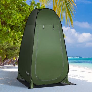 Outsunny Faltzelt mit Tragetasche Mobile Outdoor Toilette, Personen: 4 (Pop up Duschzelt, 1 tlg., Umkleidezelt), Umkleidekabine Lagerzelt Dunkelgrün, 126 x 124 x 189 cm