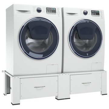 vidaXL Waschmaschinenumbauschrank Doppel-Untergestell für Waschmaschine und Trockner Weiß