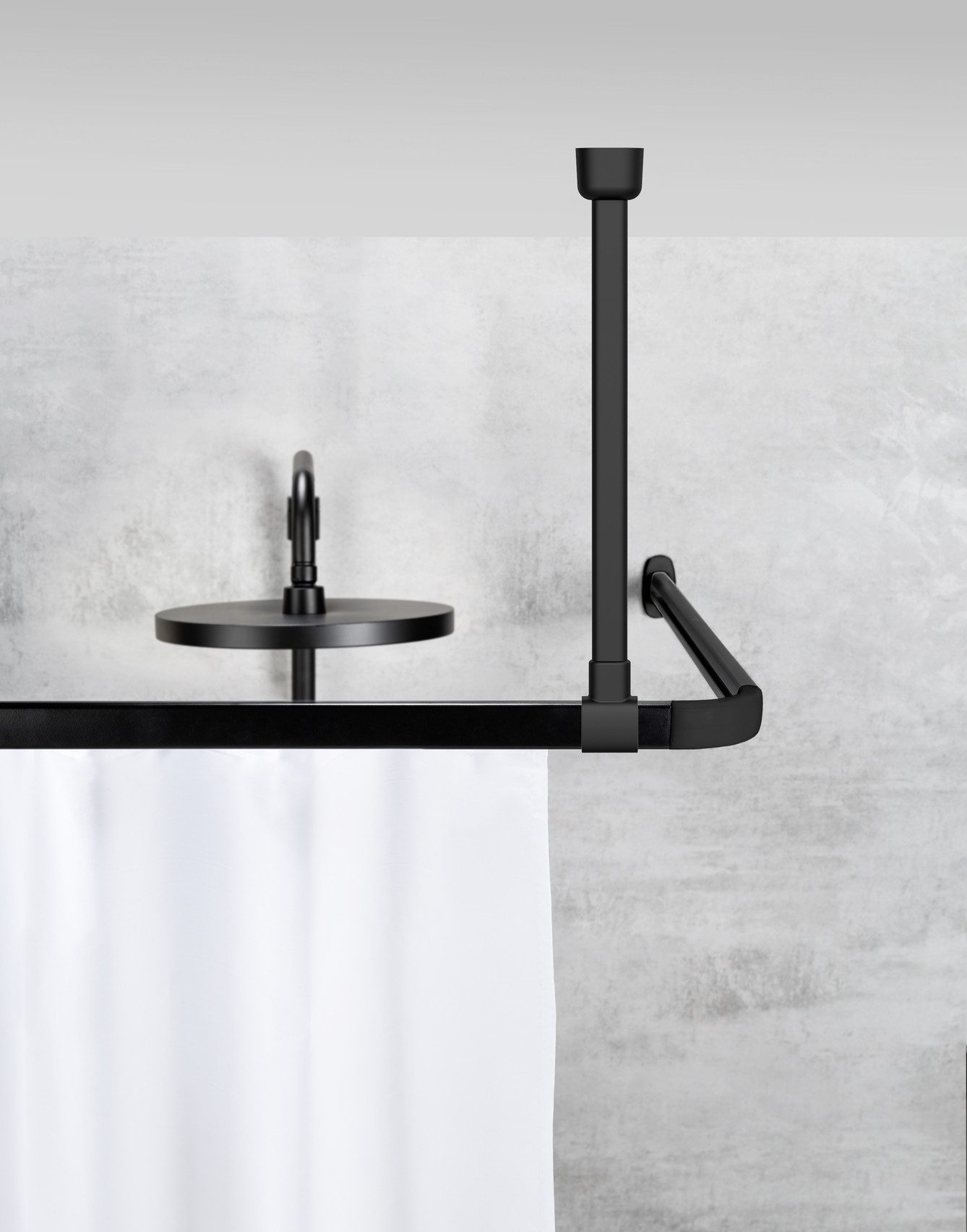 SCHÖNER WOHNEN-Kollektion Duschstangen-Deckenhalter »Jete«, zur Stabilisierung der Winkelschiene Jete, 57 cm, aus Aluminium