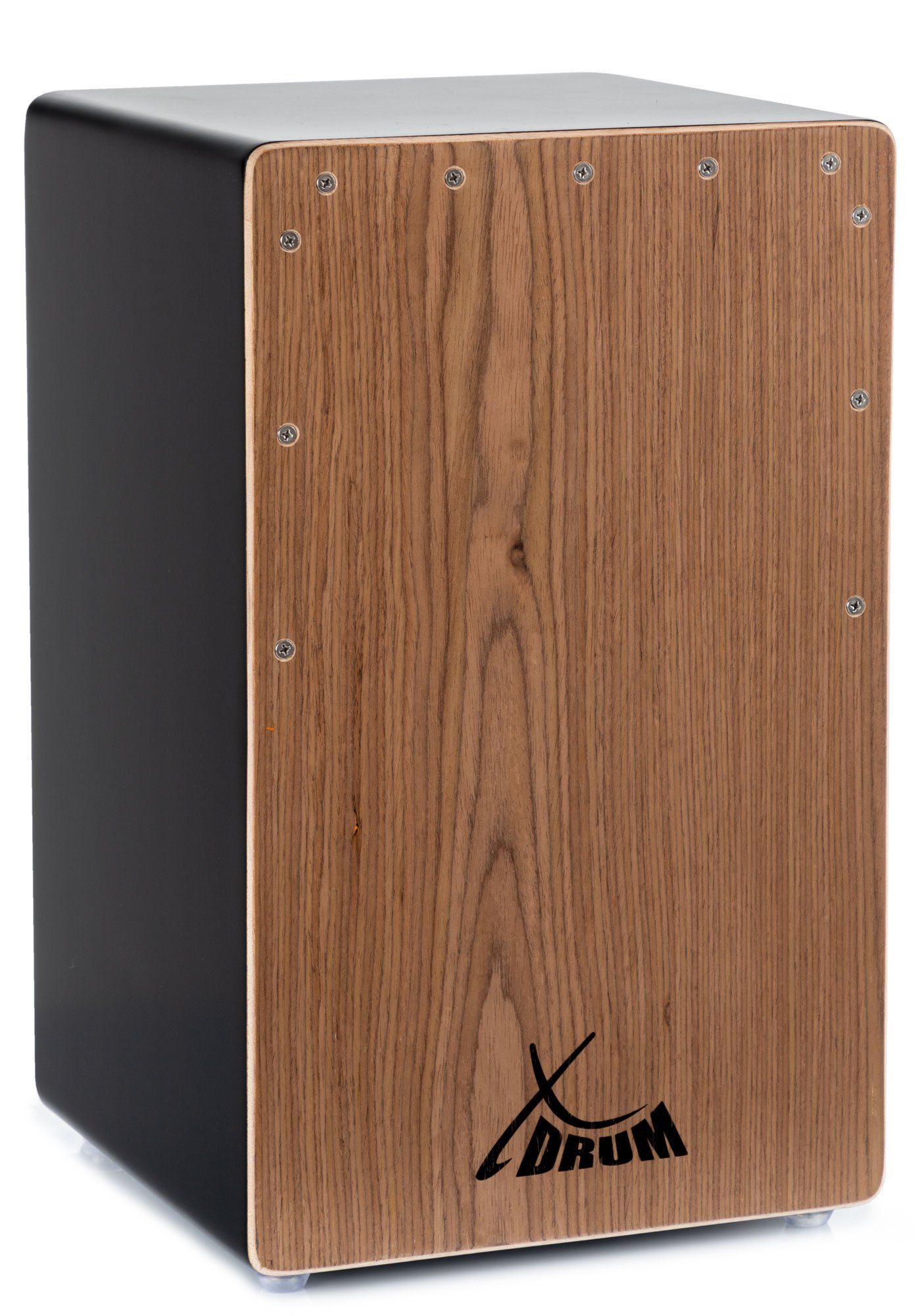 XDrum Cajon "El Bajo" Bass Port Black / Walnut,Trommelkiste, Inkl. Tragetasche, Durchsetzungsstarker Bass & Snare Teppich