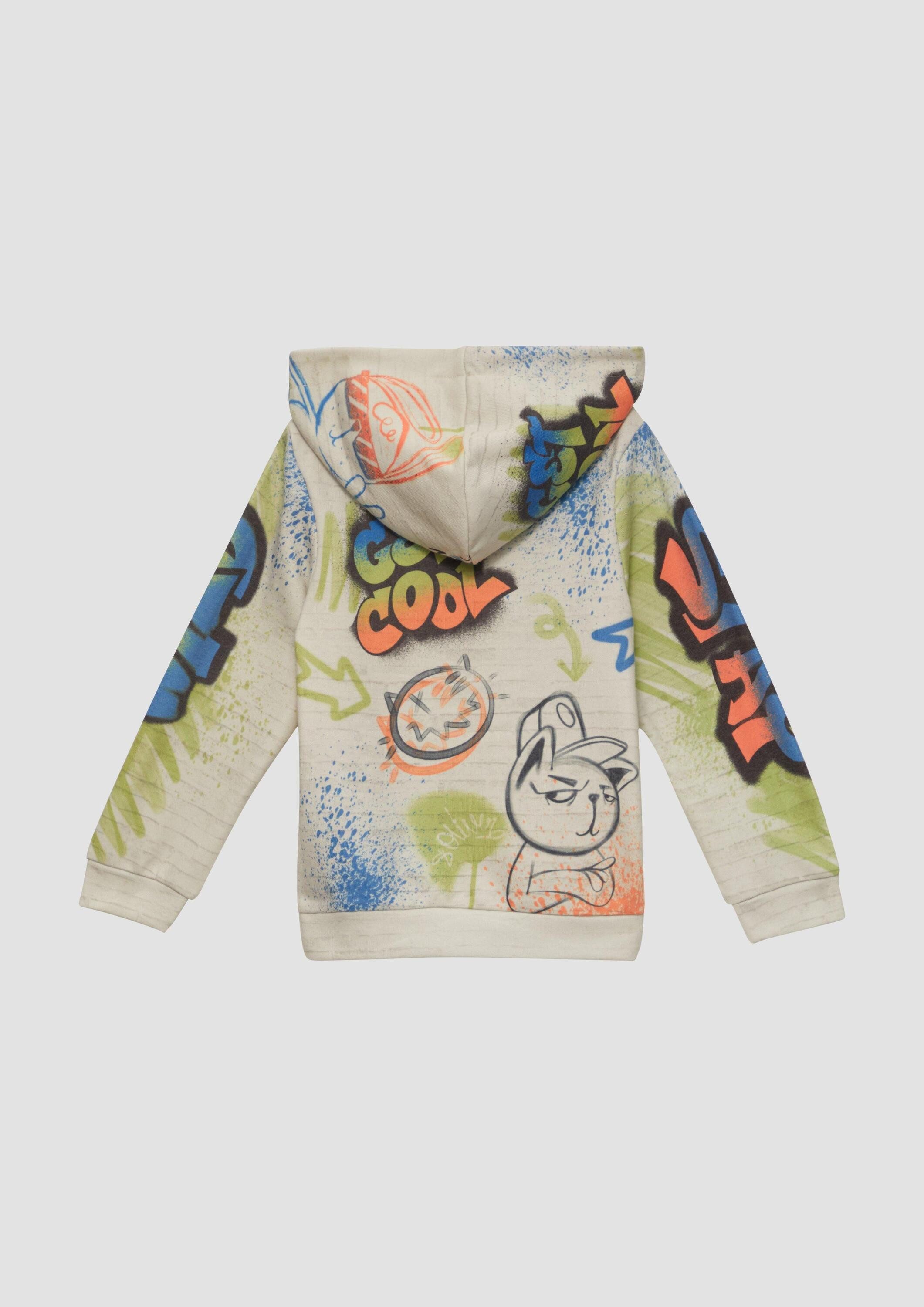 s.Oliver Sweatshirt Sweatshirt Gemustertes Sweatshirt mit Kapuze – Bild 2 von 4