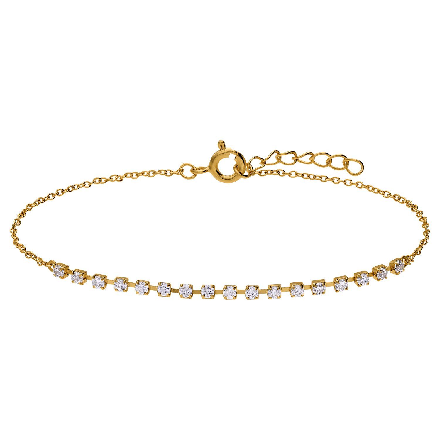 LUCARDI Tennisarmband Armband - 925 Silber - Gold - Zirkonia - Damen