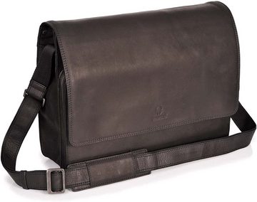 Donbolso Messenger Bag Leder Messenger Bag New York - Laptop Umhängetasche, Schwarz Vintage Lnew York Schwarz Vintageleder