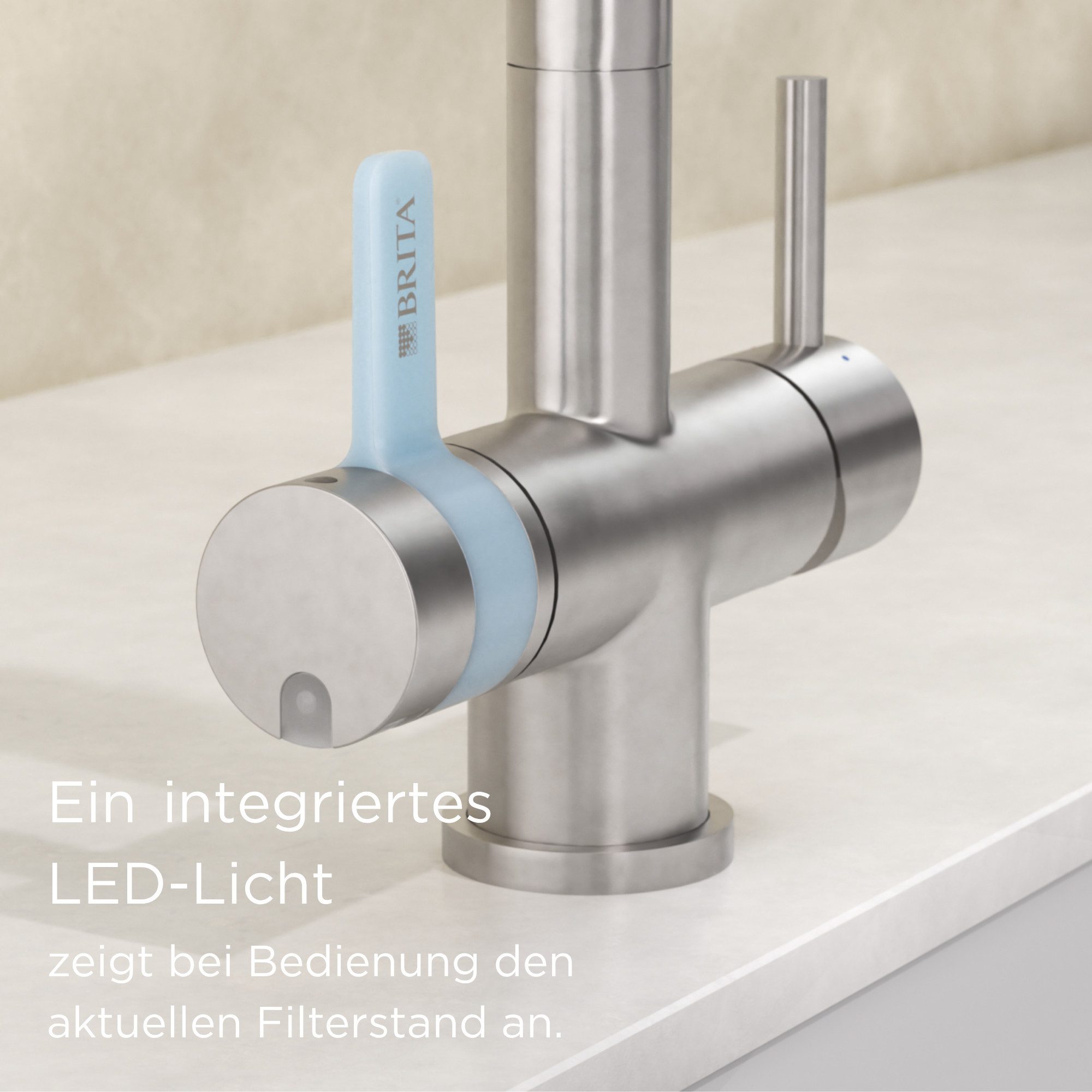 BRITA Küchenarmatur 3-Wege-Küchenarmatur Edelstahl, rund, inkl. 1 x BRITA P 1000 Wasserfilter