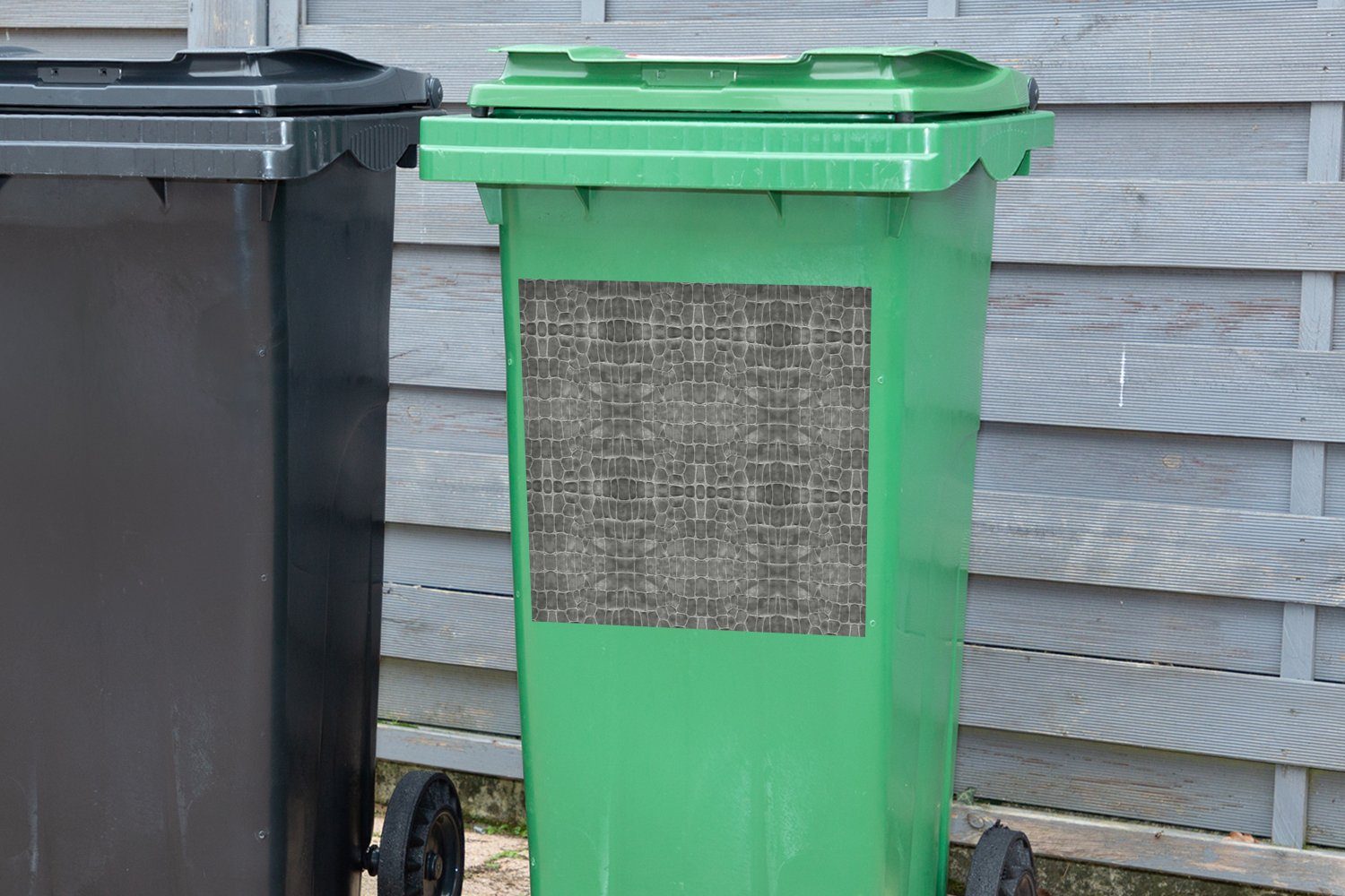 Mülltonne, (1 Textur Sticker, Container, - Abfalbehälter Wandsticker Mülleimer-aufkleber, MuchoWow St), Tiere Leder -