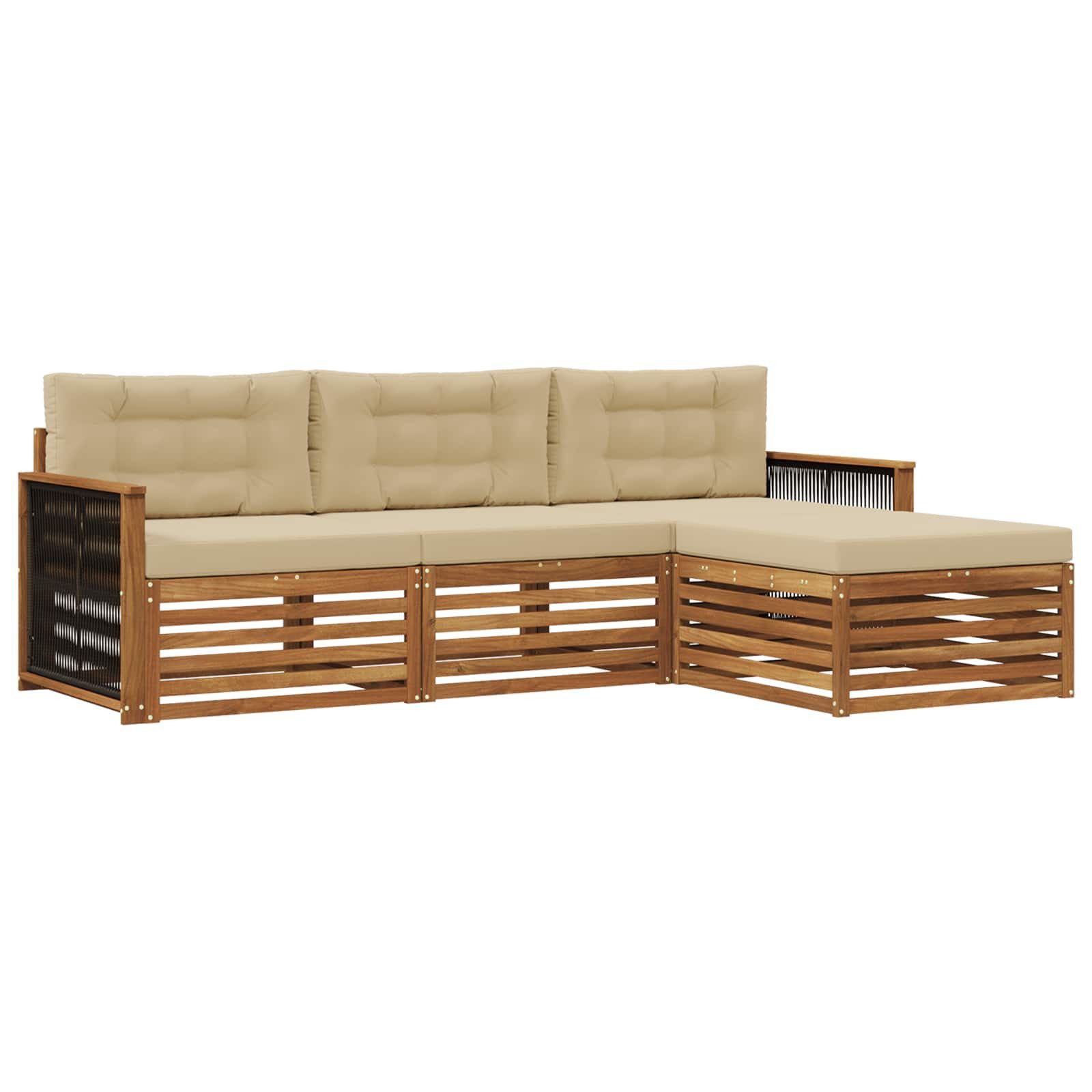 Gartenlounge-Set Outdoor-Sofagarnitur Natur und Beige 249 x 162,5 x 73 cm