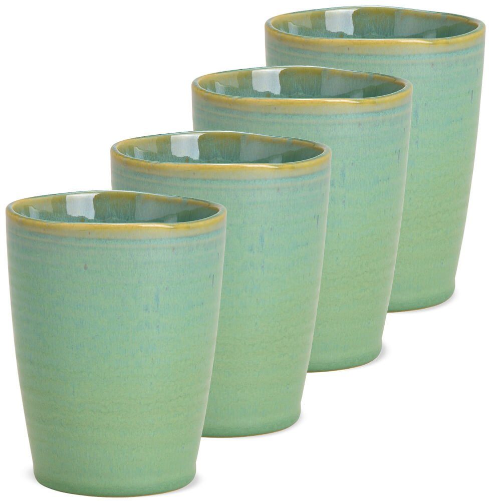 grün Becher HOBBY Keramik ohne Tassen 2er cm, / Henkel Keramik matches21 HOME Becher 8x10 Ø Steingut &