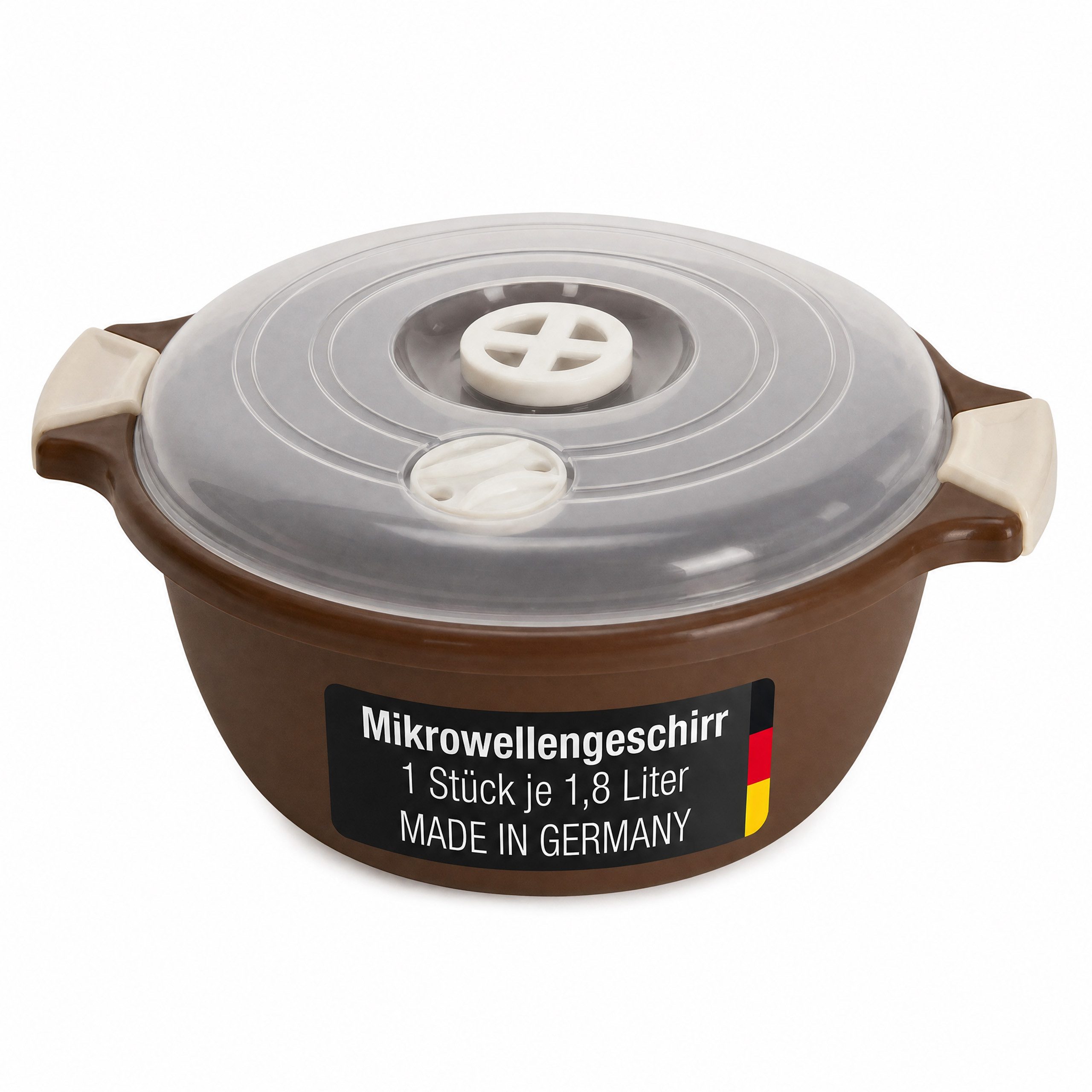 Lantelme Mikrowellenbehälter Mikrowellenschüssel 1,8 Liter gelb stapelbar, Kunststoff, (1-tlg., Für Mikrowelle, Gefrier- und Kühlschrank, Picknick), Schüssel Dampfventil, Spülmaschinengeeignet, Deutsche Herstellung