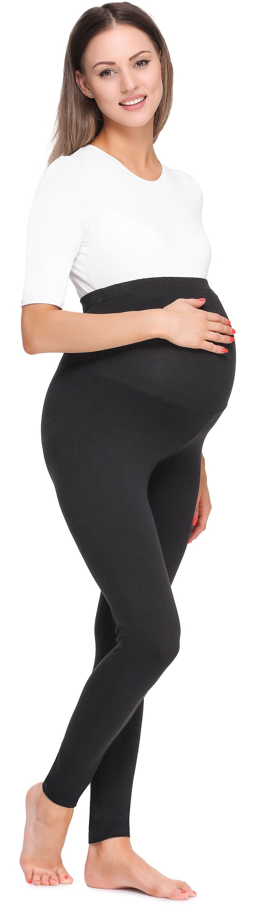 Be Mammy Umstandsleggings Damen Lange Umstandshosen BE20-257 (1-tlg) elastischer Bund