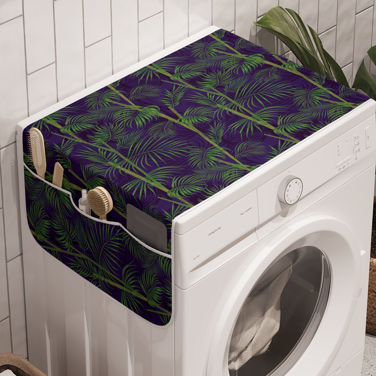 Abakuhaus Badorganizer Leaf Waschmaschine hawaiisch Palm und Exotische Trockner, für Anti-Rutsch-Stoffabdeckung Zweige