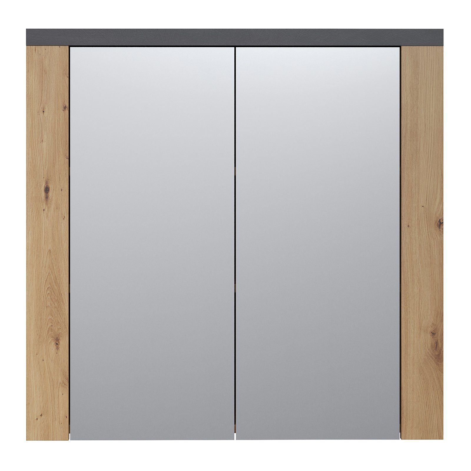 trendteam Spiegelschrank Badezimmerschrank Follow Badezimmermöbel Spiegel Hängeschrank Eiche/Anthrazit 79x78x20cm