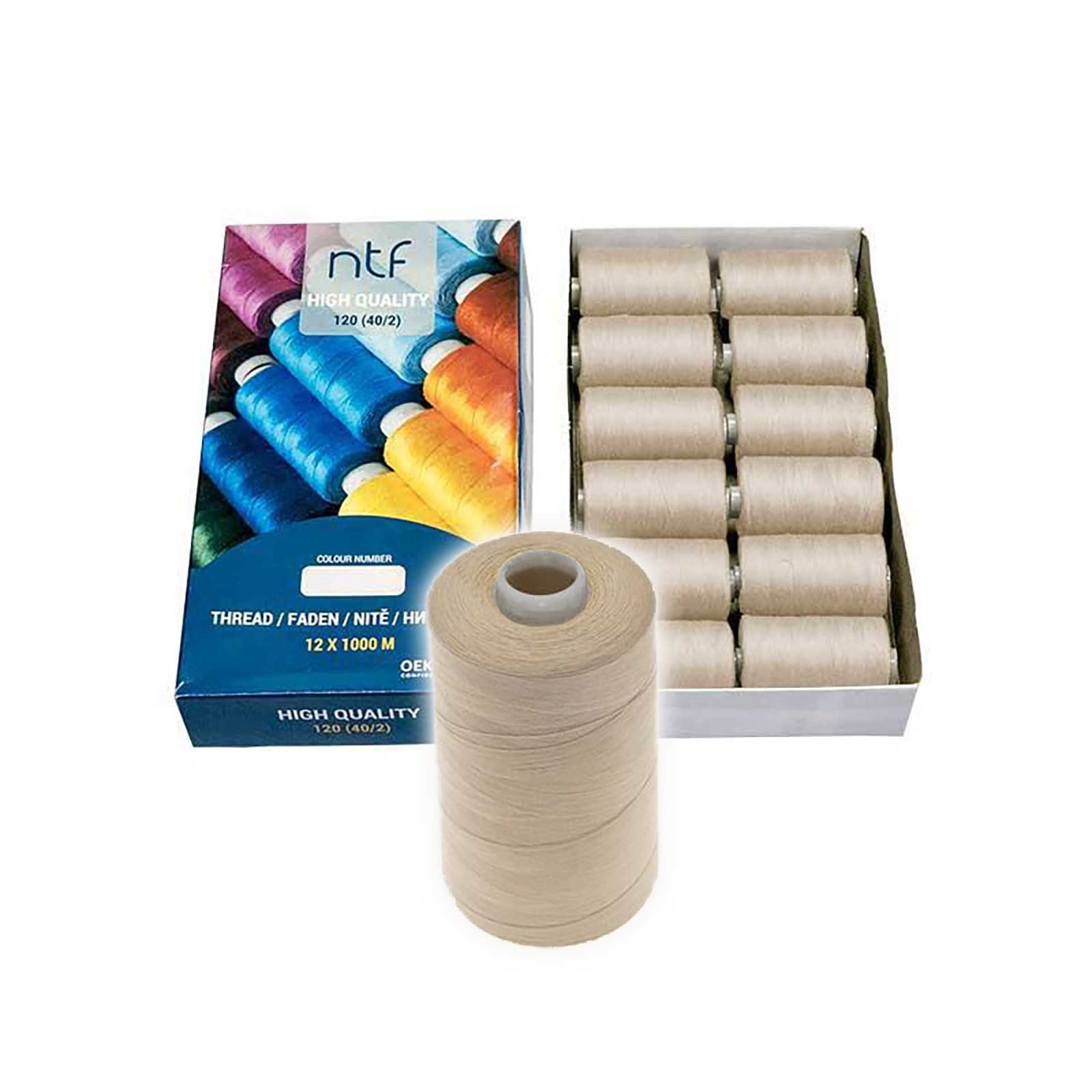 maDDma Nähgarn Polyester 12 Spulen 40/2 120er je 1000m Nähgarn, 12000 m, A687 sand