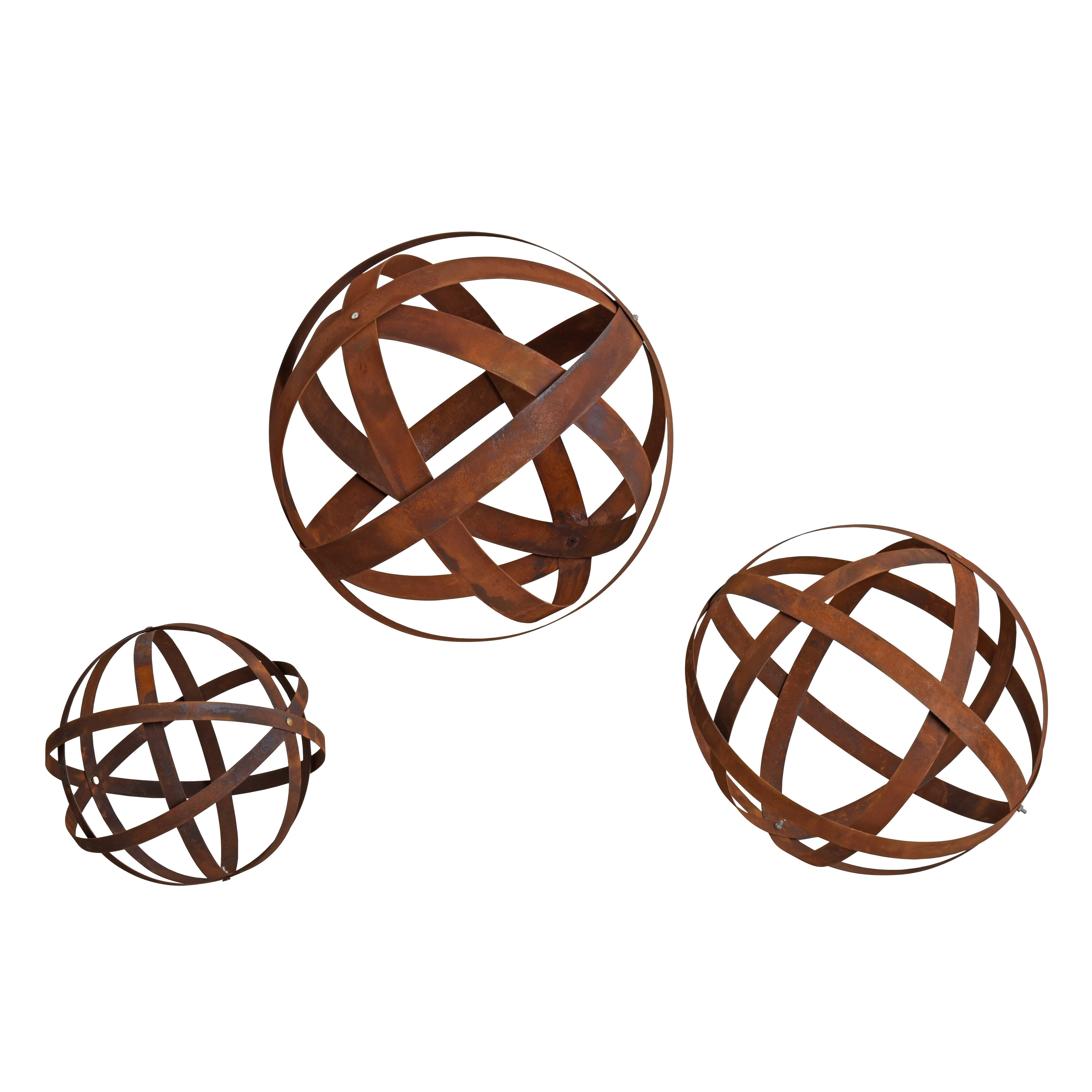 ESTEXO Dekokugel Gartenkugel Edelrost 3er Set Kugel Gartendeko Rost 30 - 50 cm Eisen