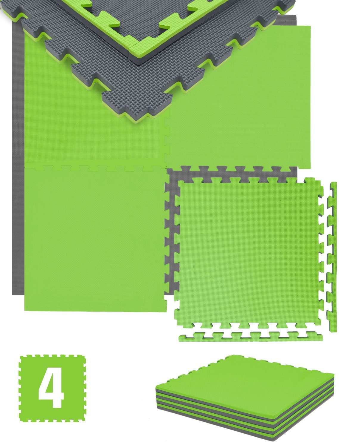 Fitnessmatte für Zuhause - 1 m² Trainingsmatte mit Rand - 4 Große Home Gym Matten