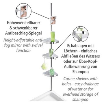 WENKO Teleskopregal Premium, 3 Ablagen, 1 Spiegel