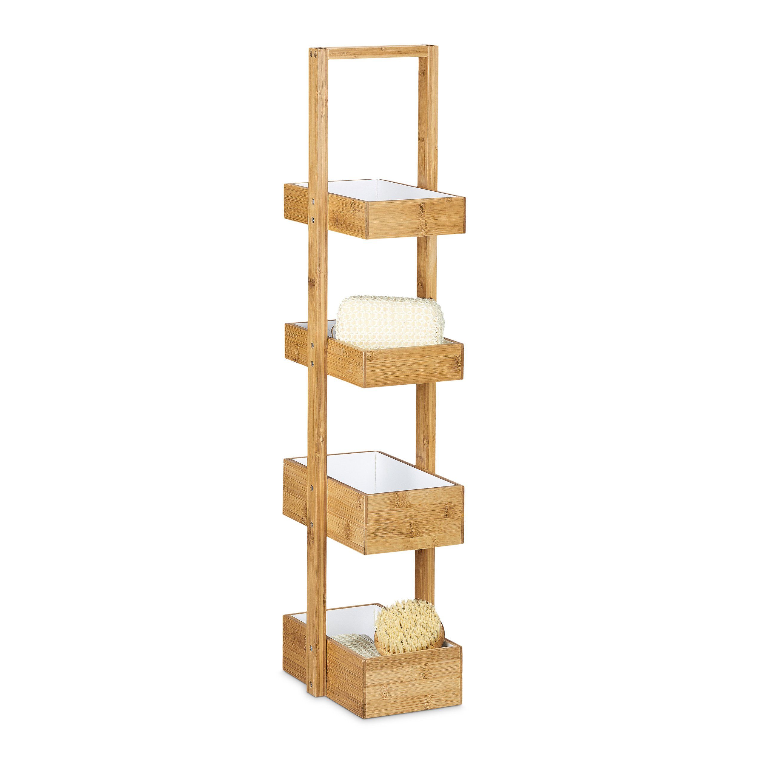 relaxdays Badregal Bambus Badregal mit 4 günstig online kaufen