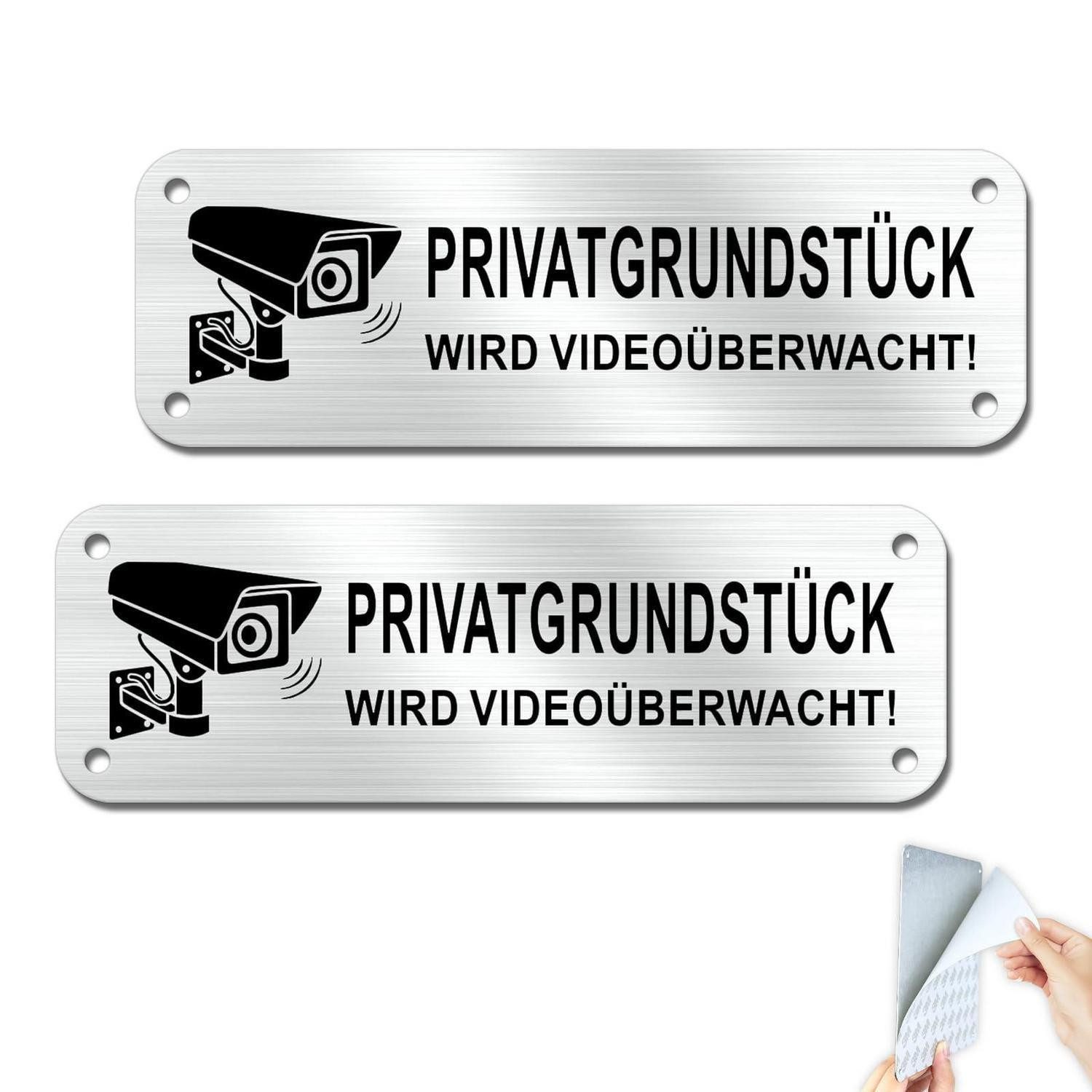 LuxusKollektion Hinweisschild Videoüberwachung Schild 15x5cm, (2 St)