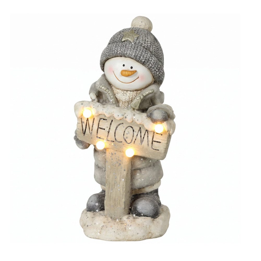 FANNOU LED-Dekofigur 23L x 20B x 46H cm, Weihnachtsdeko Schneemann-Figur (1 St), beleuchtete Weihnachtsstatue aus MGO mit LEDs und Tages-Timer