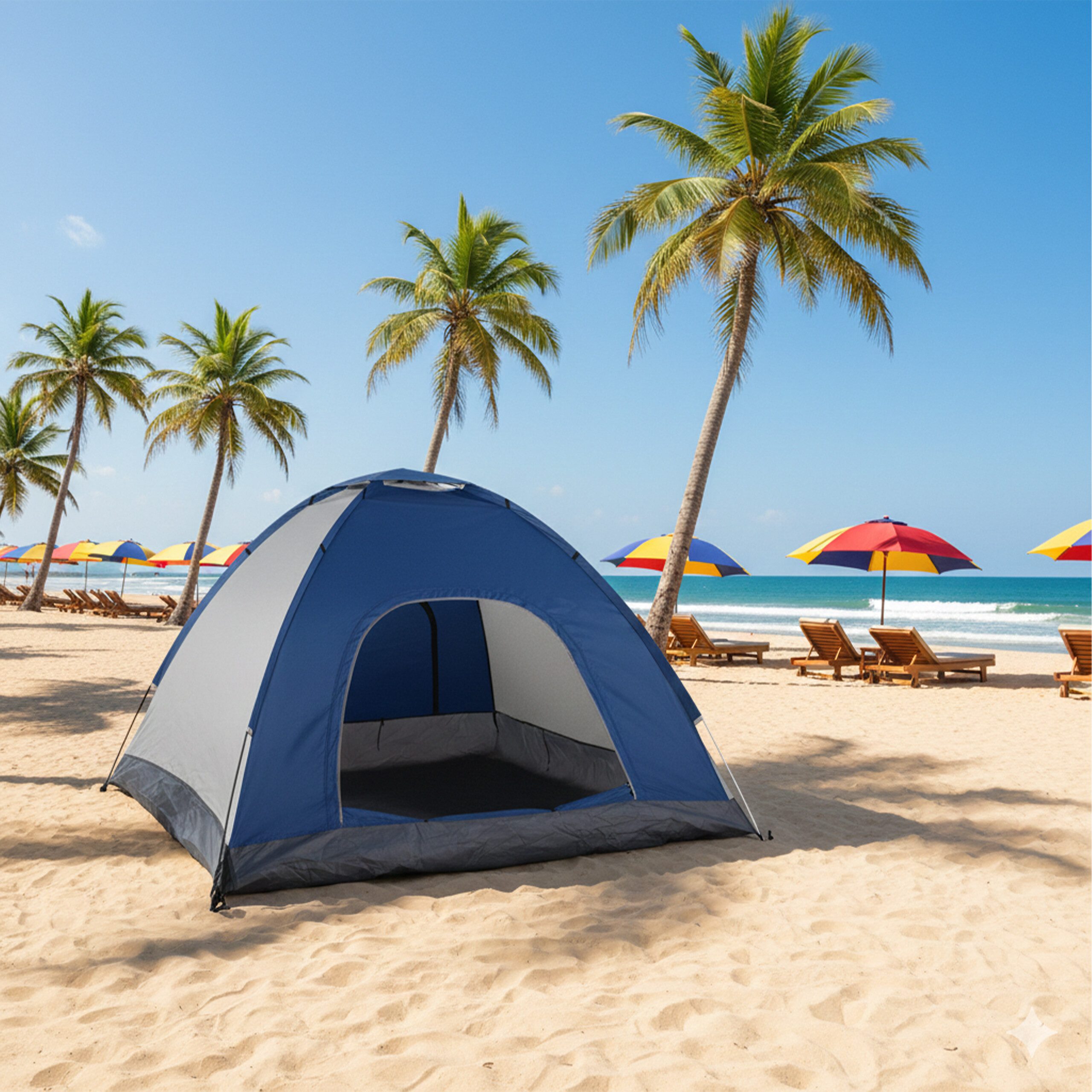 relaxdays Wurfzelt Pop Up Zelt Strand, anthrazit-blau