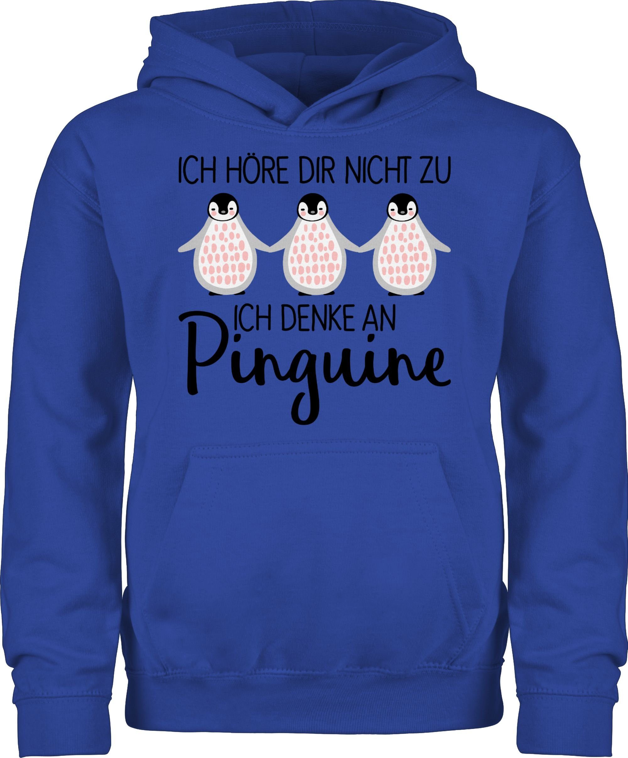 Shirtracer Hoodie Ich denke an Pinguine Tiermotiv Animal Print 3 Royalblau | Sweatshirts