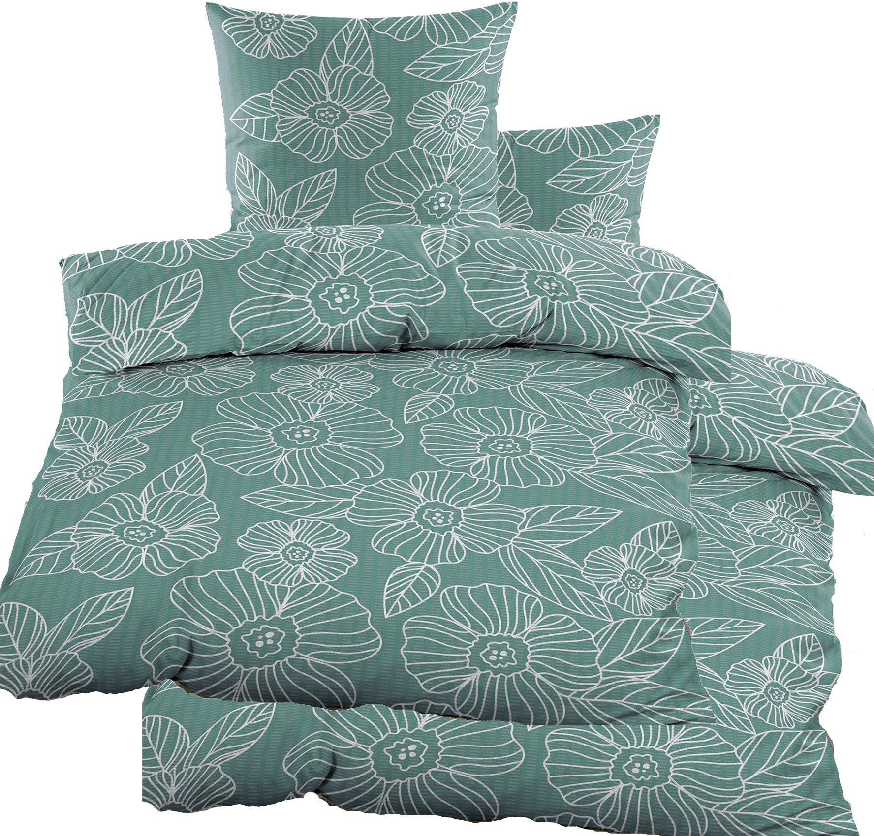 KH-Haushaltshandel Bettwäsche 4-tlg. Seersucker Bettwäsche 2x (135x200 +80x günstig online kaufen