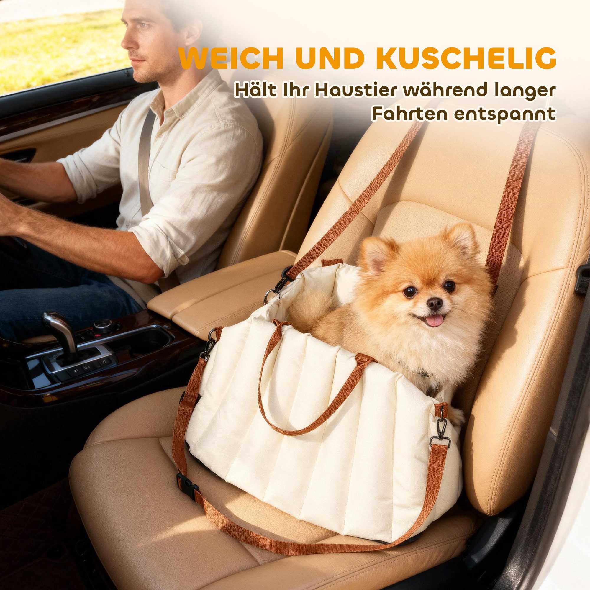 PawHut Hunde-Autositz Hundeautositz, Oxford-Stoff, Autositz für kleine Haustiere