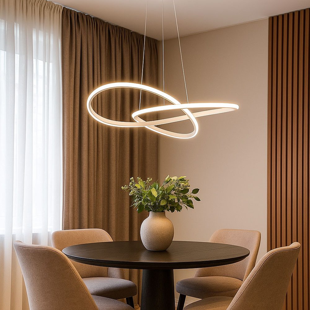 V-TAC Hängeleuchte, LED-Leuchtmittel fest verbaut, Warmweiß, Hängelampe Esstischleuchte Wohnzimmerlampe LED Pendellampe weiß D 50cm