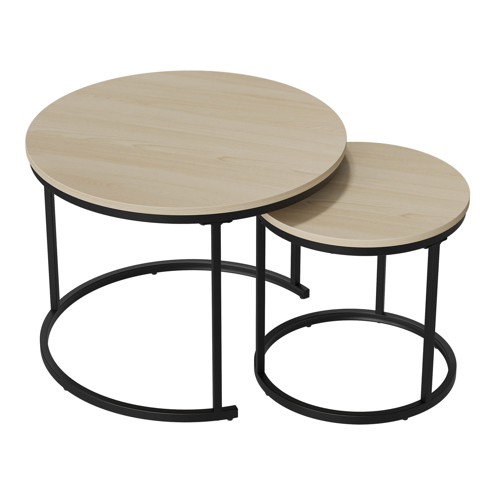 MODFU Couchtisch mit Eichenfurnier (Metallgestell, moderner Stil, geeignet für Wohnzimmer, Schlafzimmer, Balkon., 1-St., L60*W60*H45)