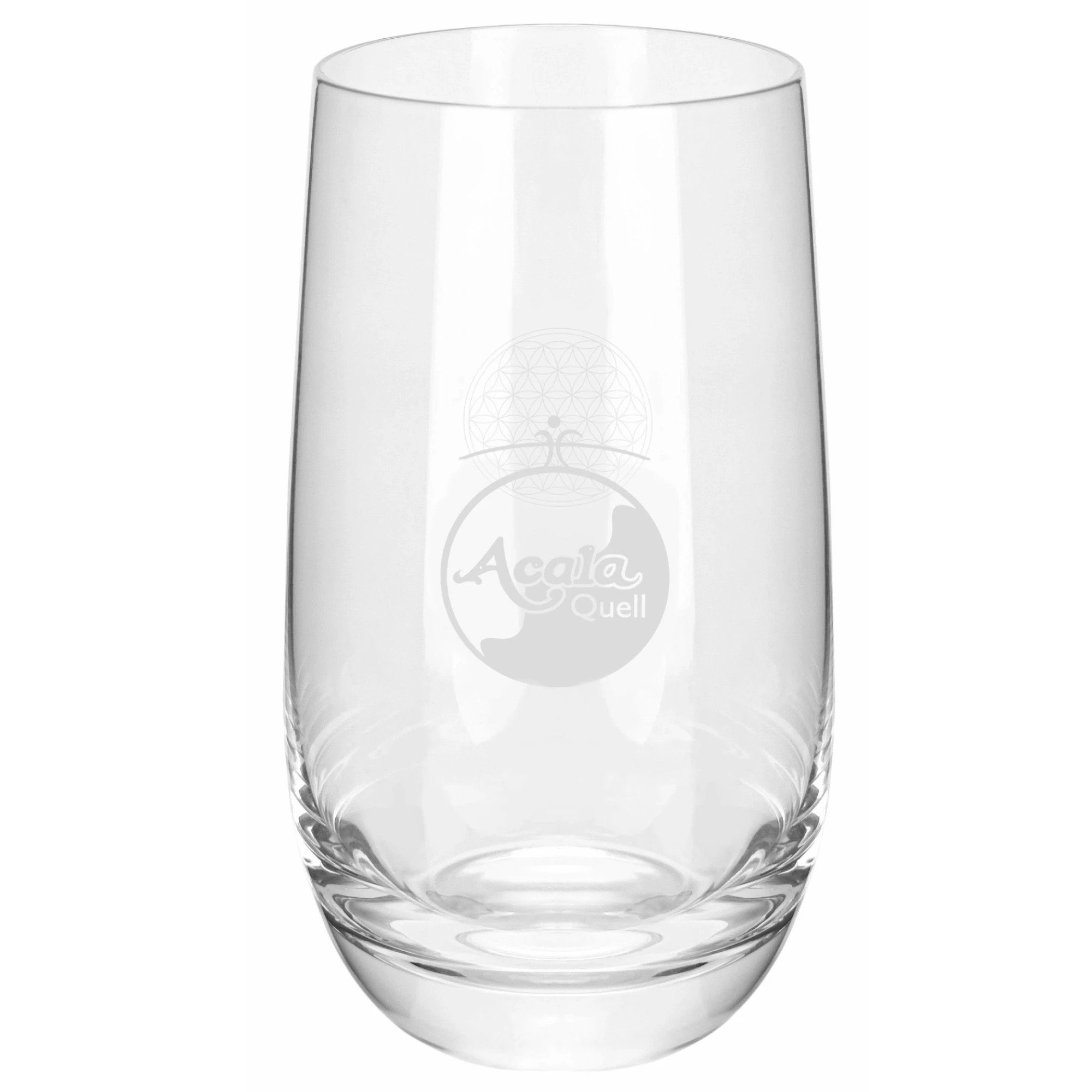 AcalaQuell Glas Valentin 350 ml Trinkglas mit Gravur Blume des Lebens, 350ml - Wasserglas einzeln & im Set