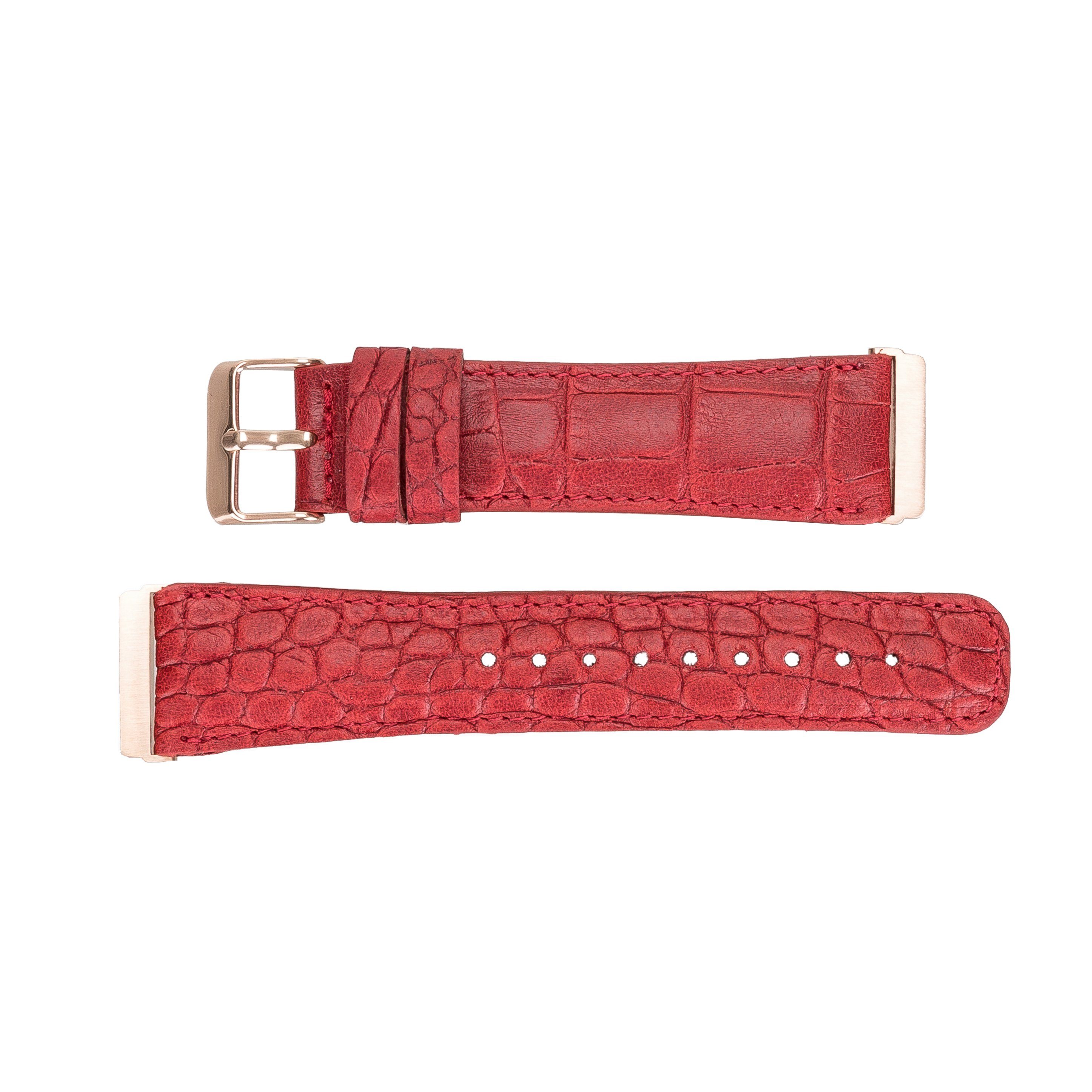 Smartwatch-Armband Fitbit 2 & Leather Rot Sense / Ersatzarmband 4 Renna Croco Leder 3 Echtes / Versa Armband