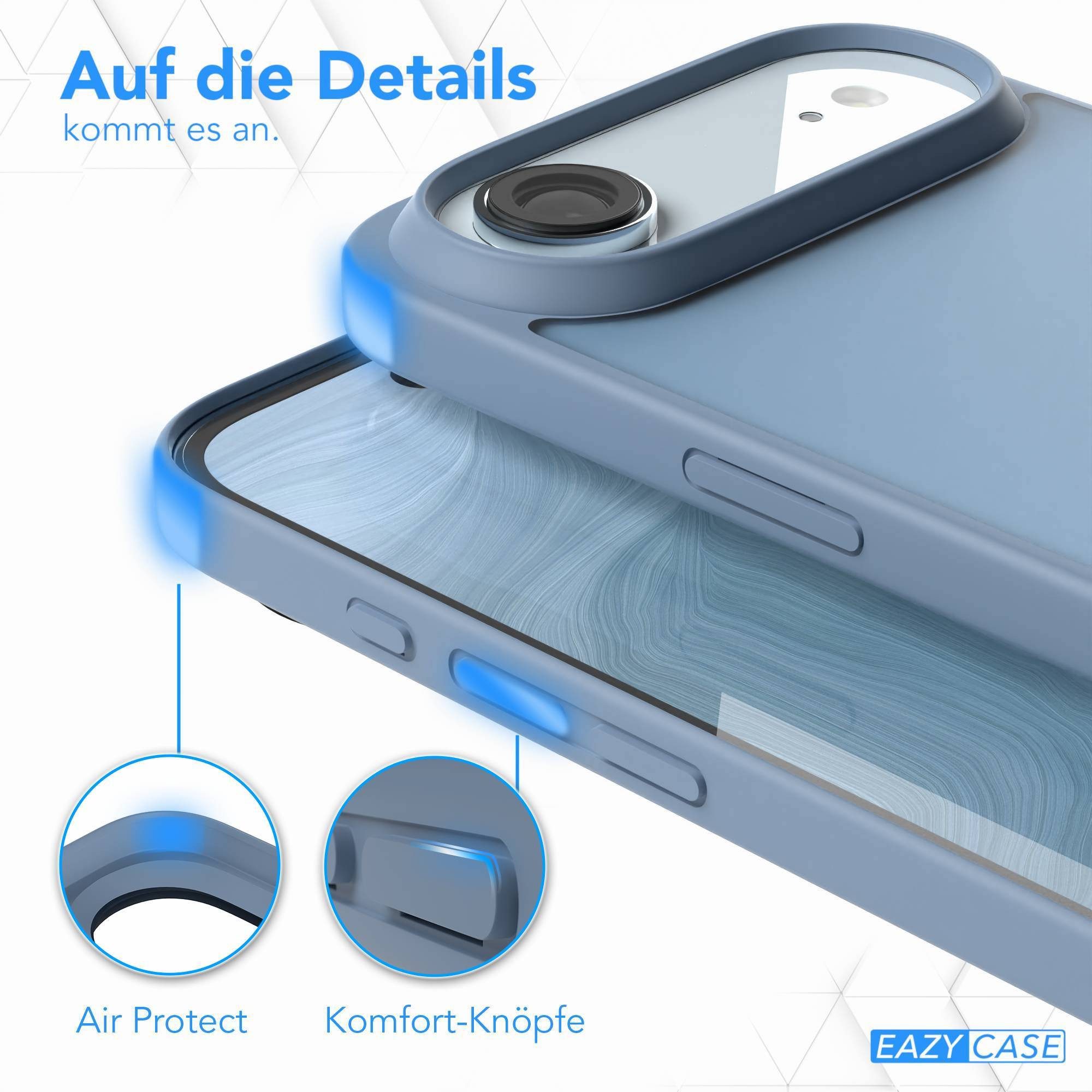 EAZY CASE Handyhülle Outdoor Case für Apple iPhone Air 6,5 Zoll, Hybrid Handyhülle kratzfest Smart Slimcover Transparent Robust Blau – Bild 4 von 5